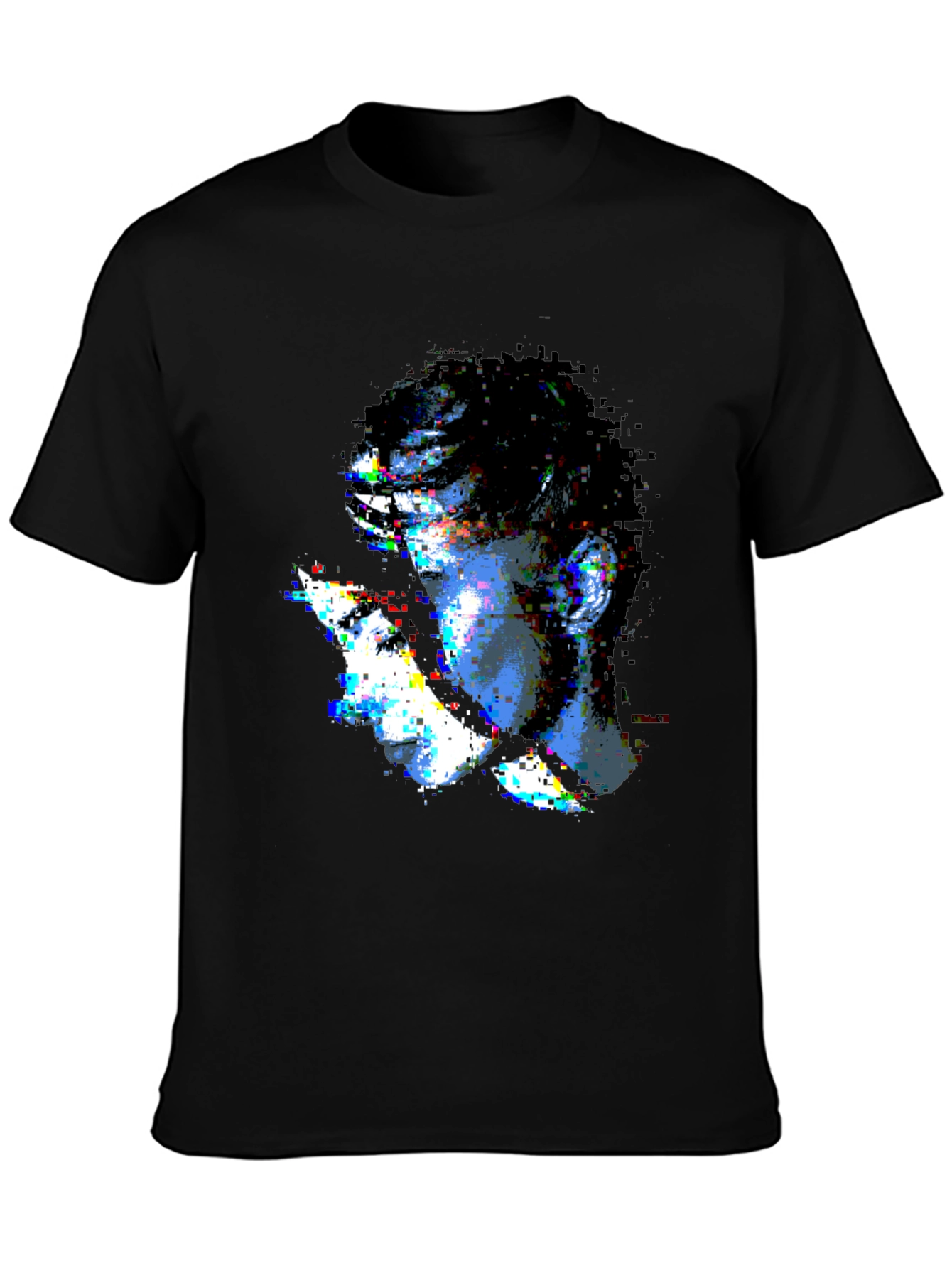 Glitch Art Graphic Black T-Shirt
