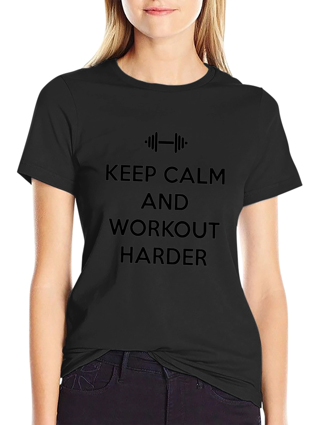 Keep Calm Workout Harder Black T-Shirt