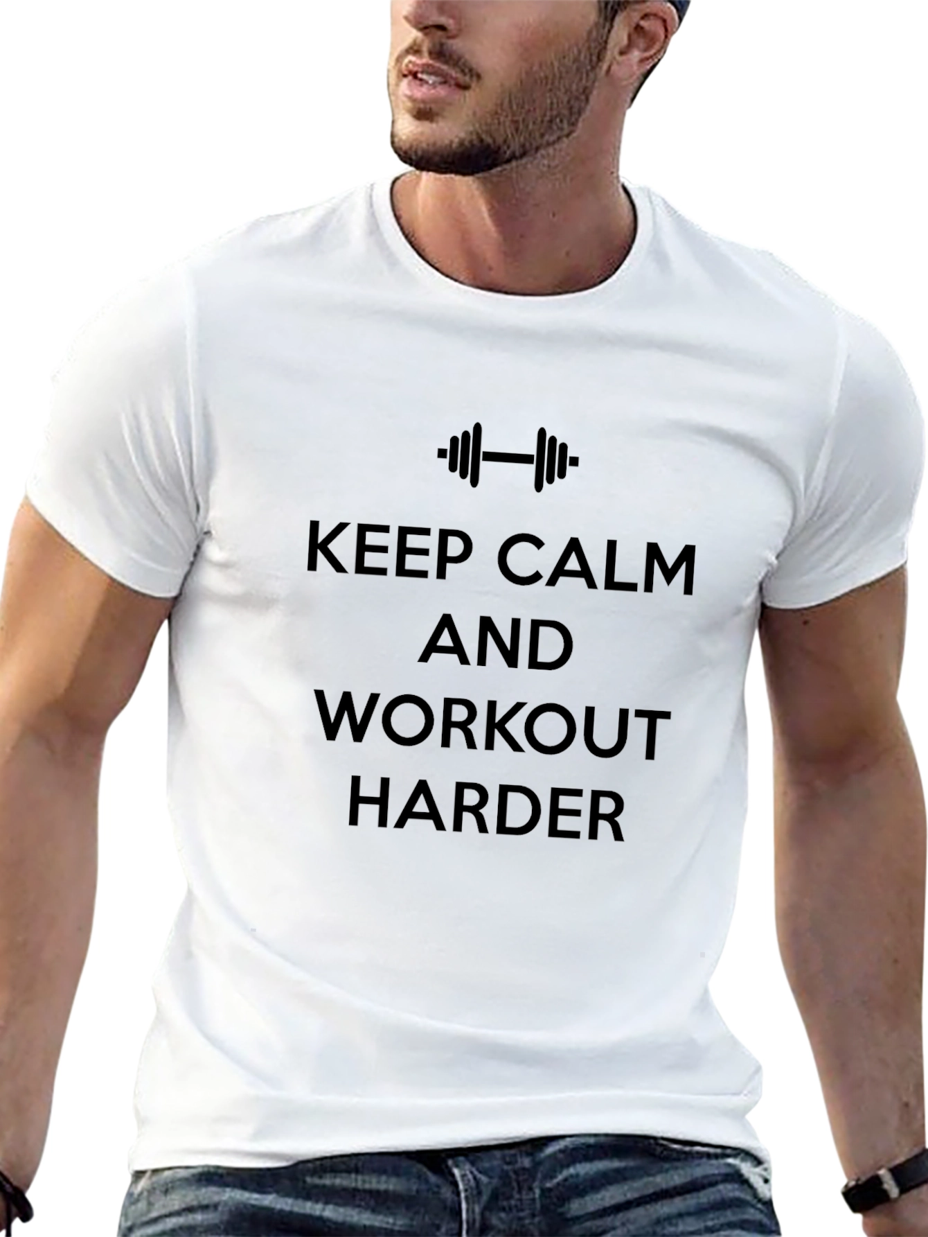 Keep Calm Workout Harder Black T-Shirt