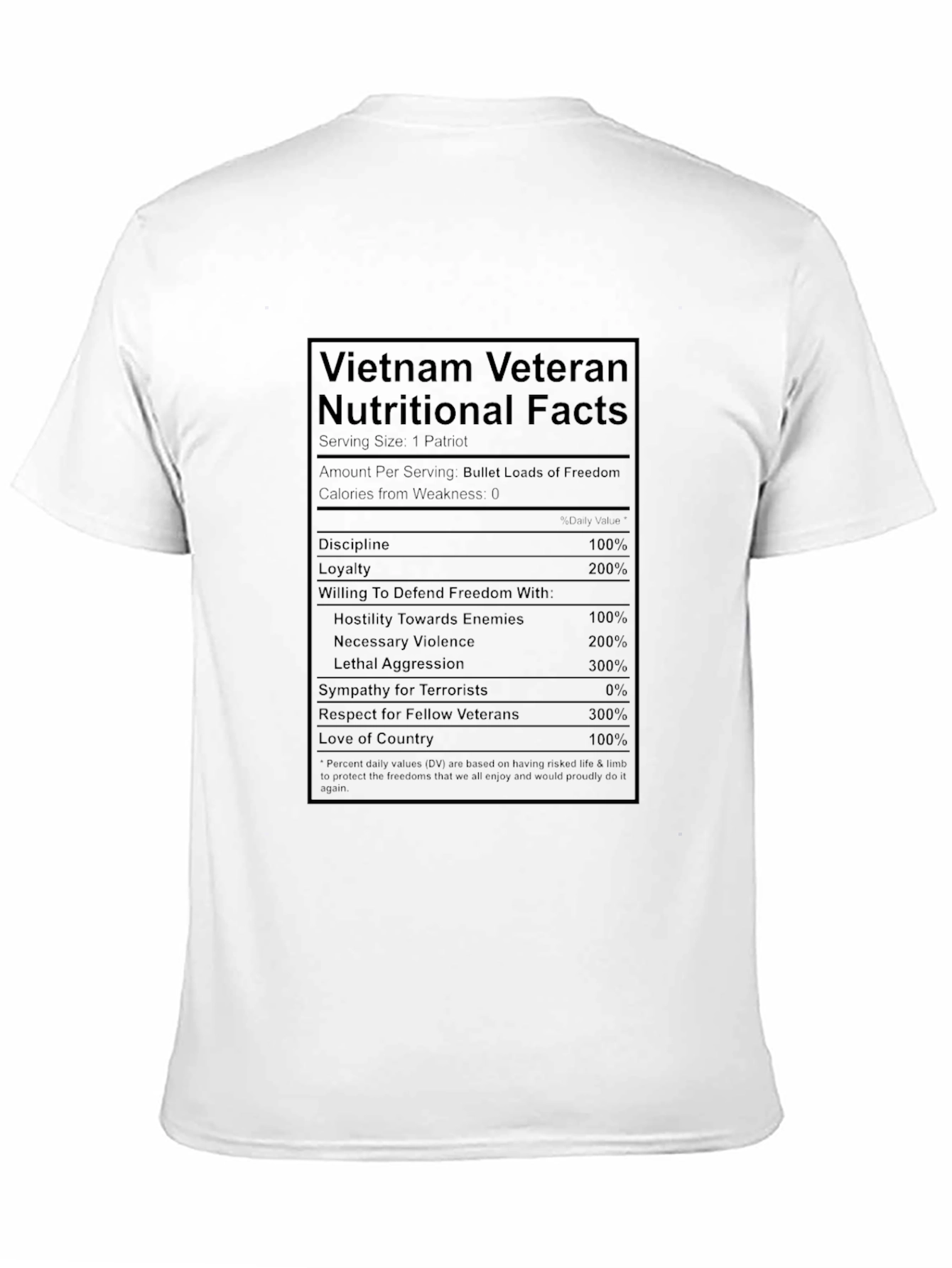 Vietnam Veteran Nutritional Facts T-Shirt