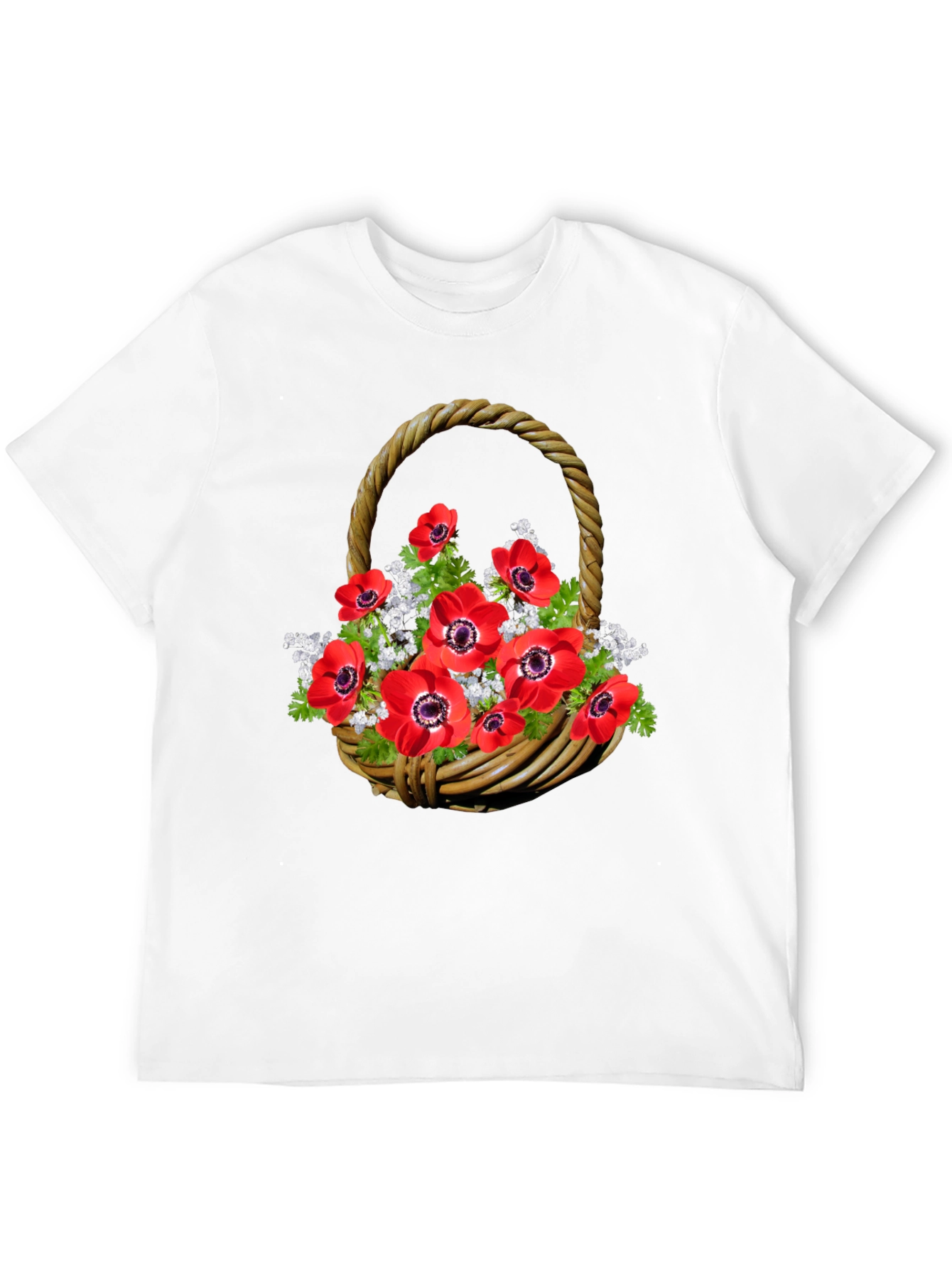Floral Basket Graphic Tee - Casual Style