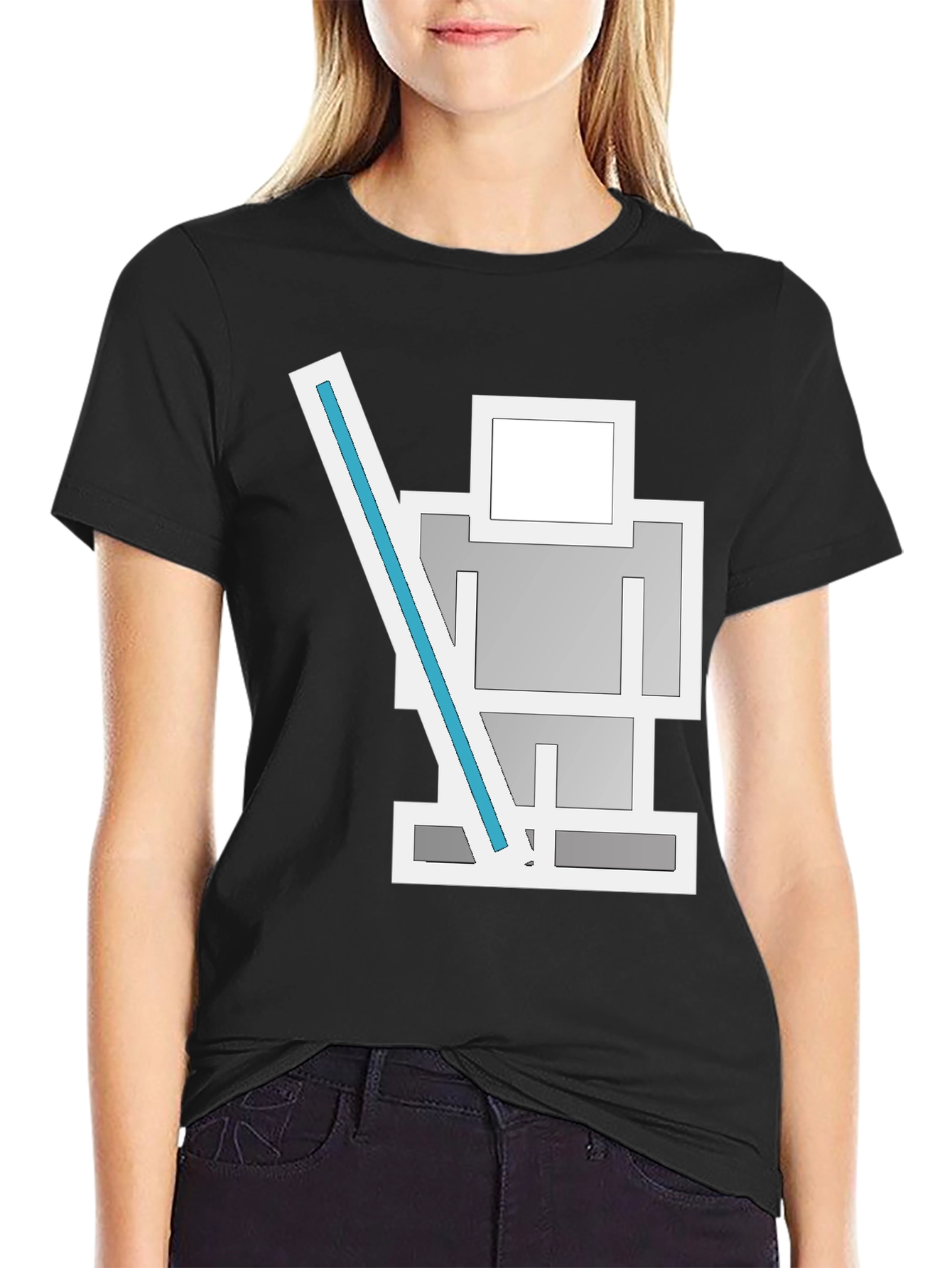 Robot Lightsaber Black T-Shirt