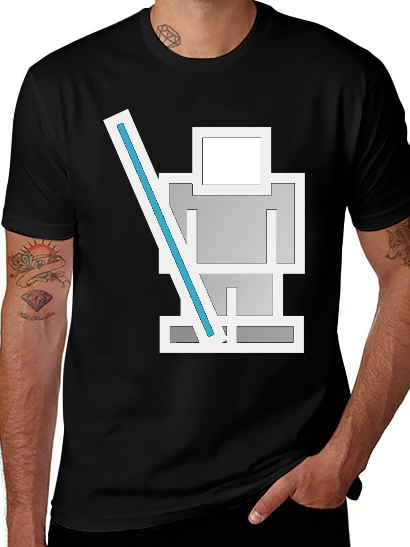 Robot Lightsaber Black T-Shirt