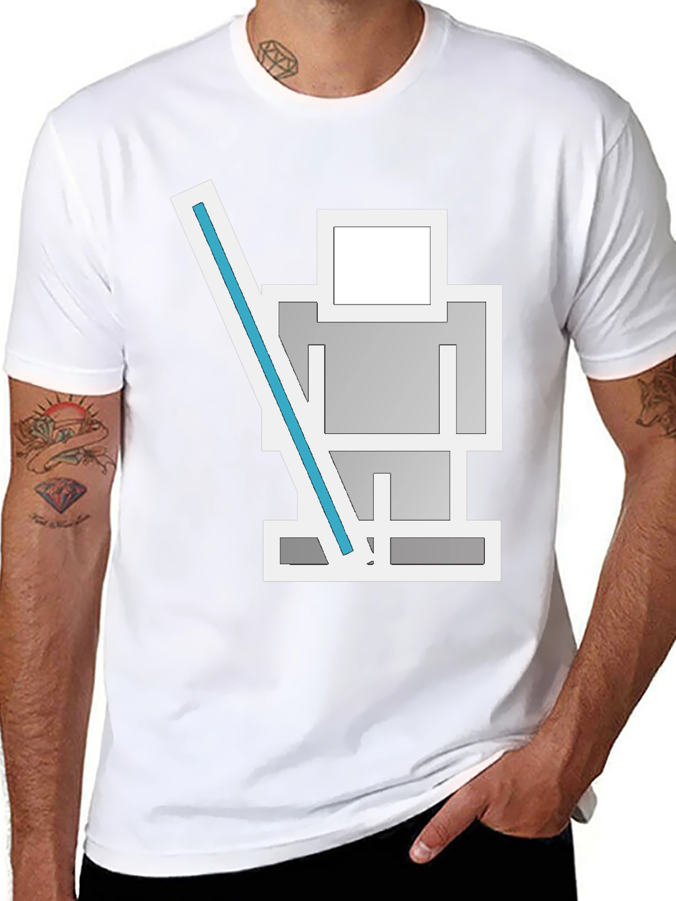 Robot Lightsaber Black T-Shirt