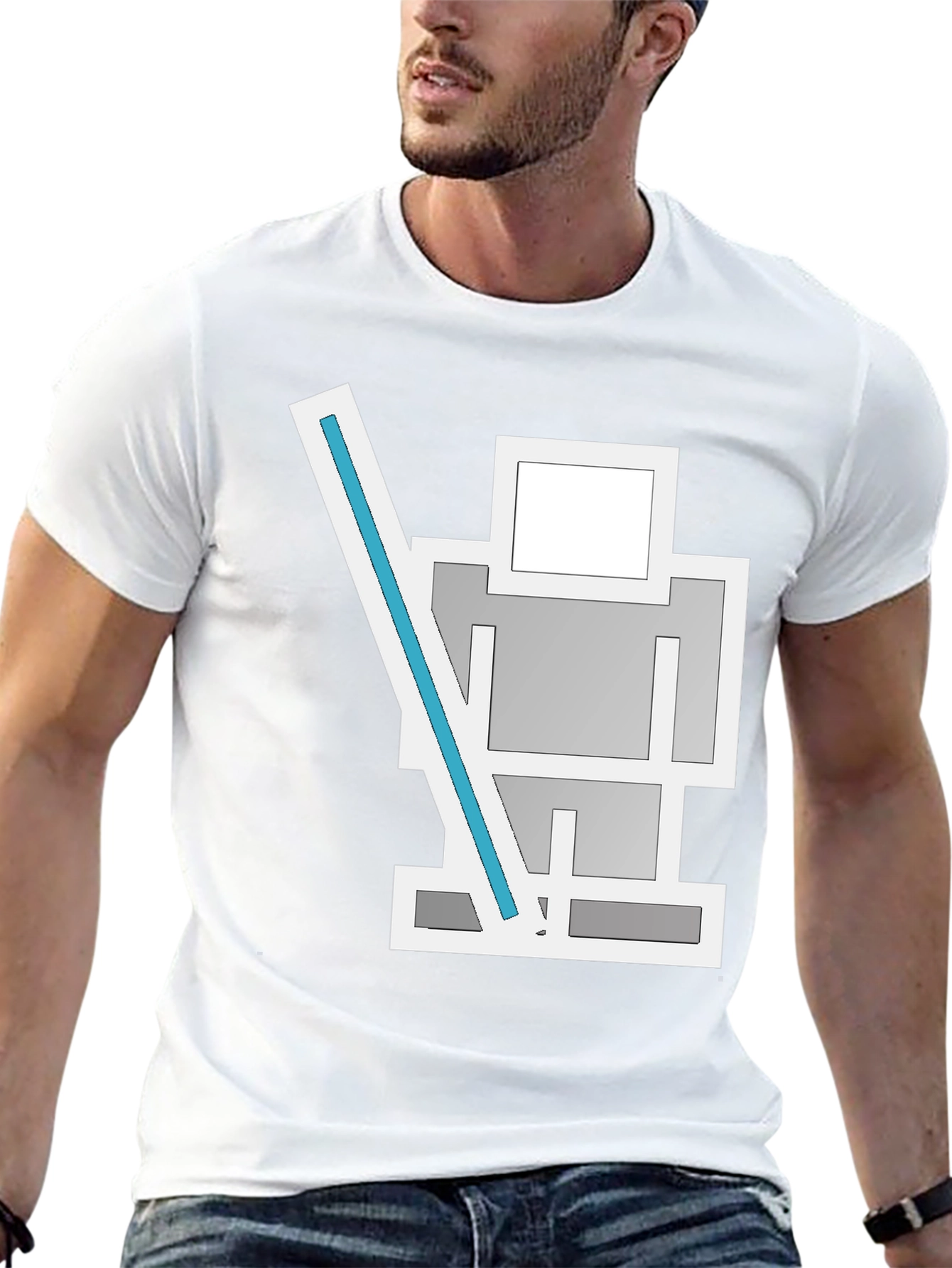Robot Lightsaber Black T-Shirt