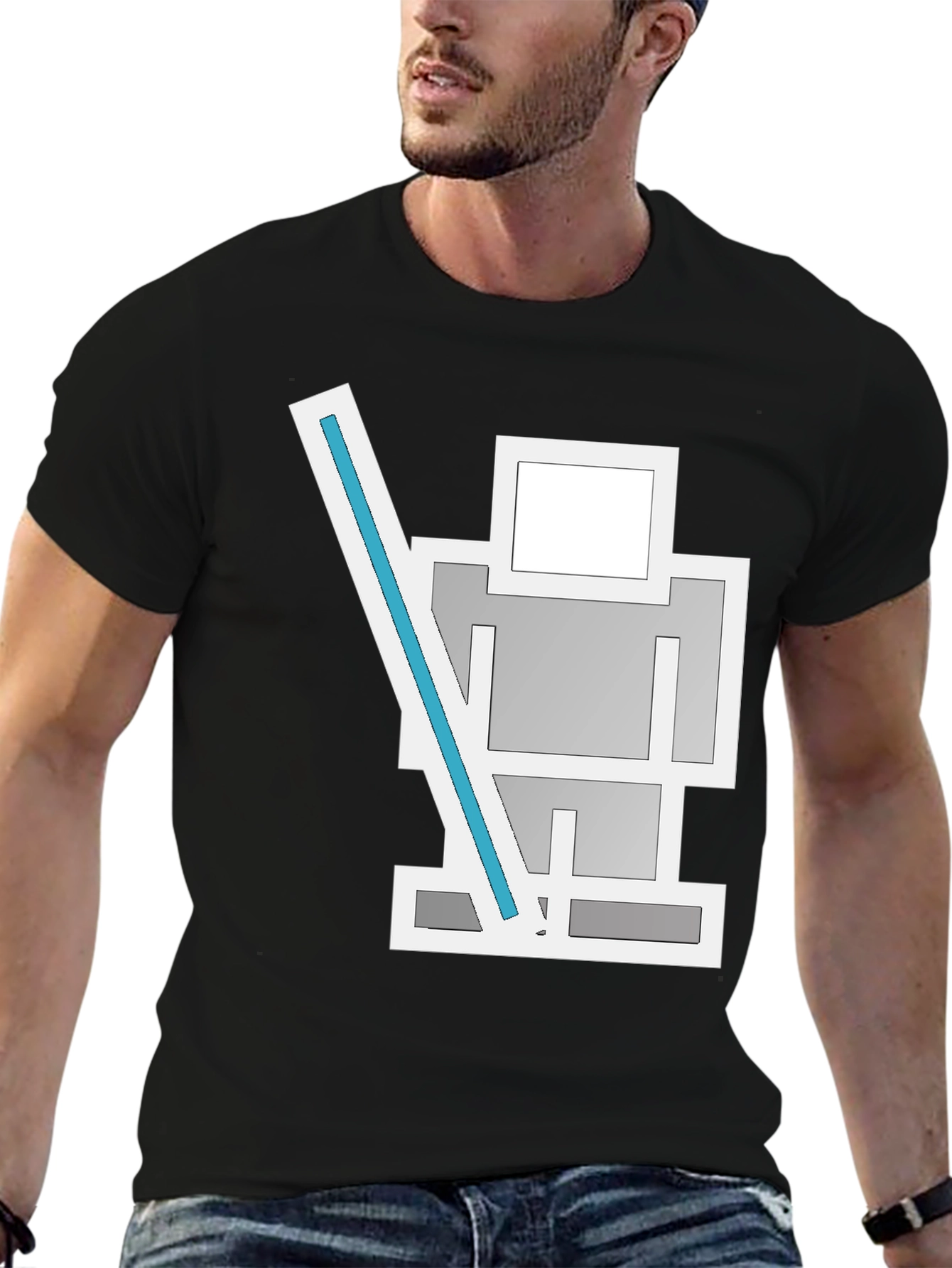 Robot Lightsaber Black T-Shirt