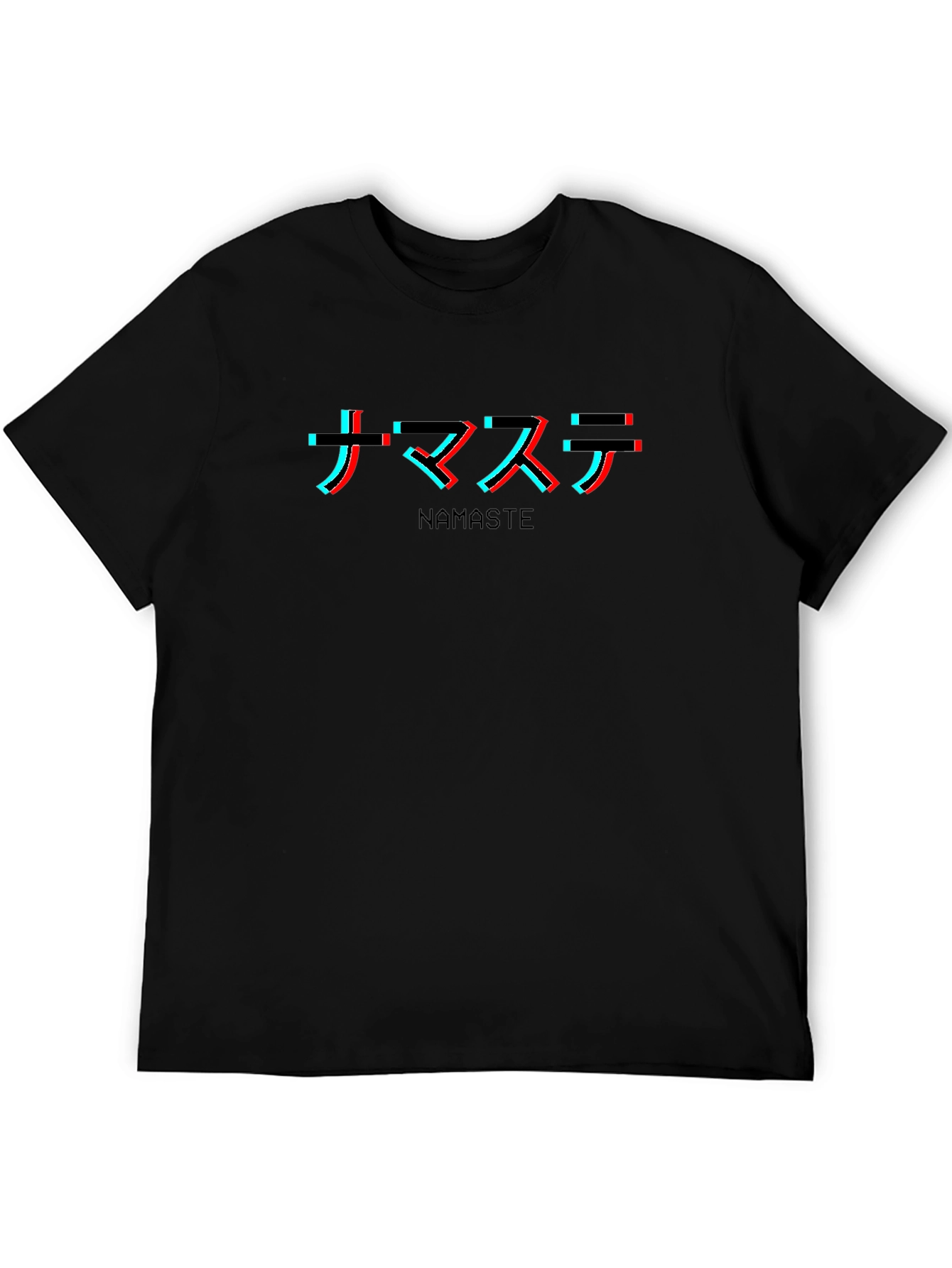 Namaste Glitch Graphic T-Shirt - Black