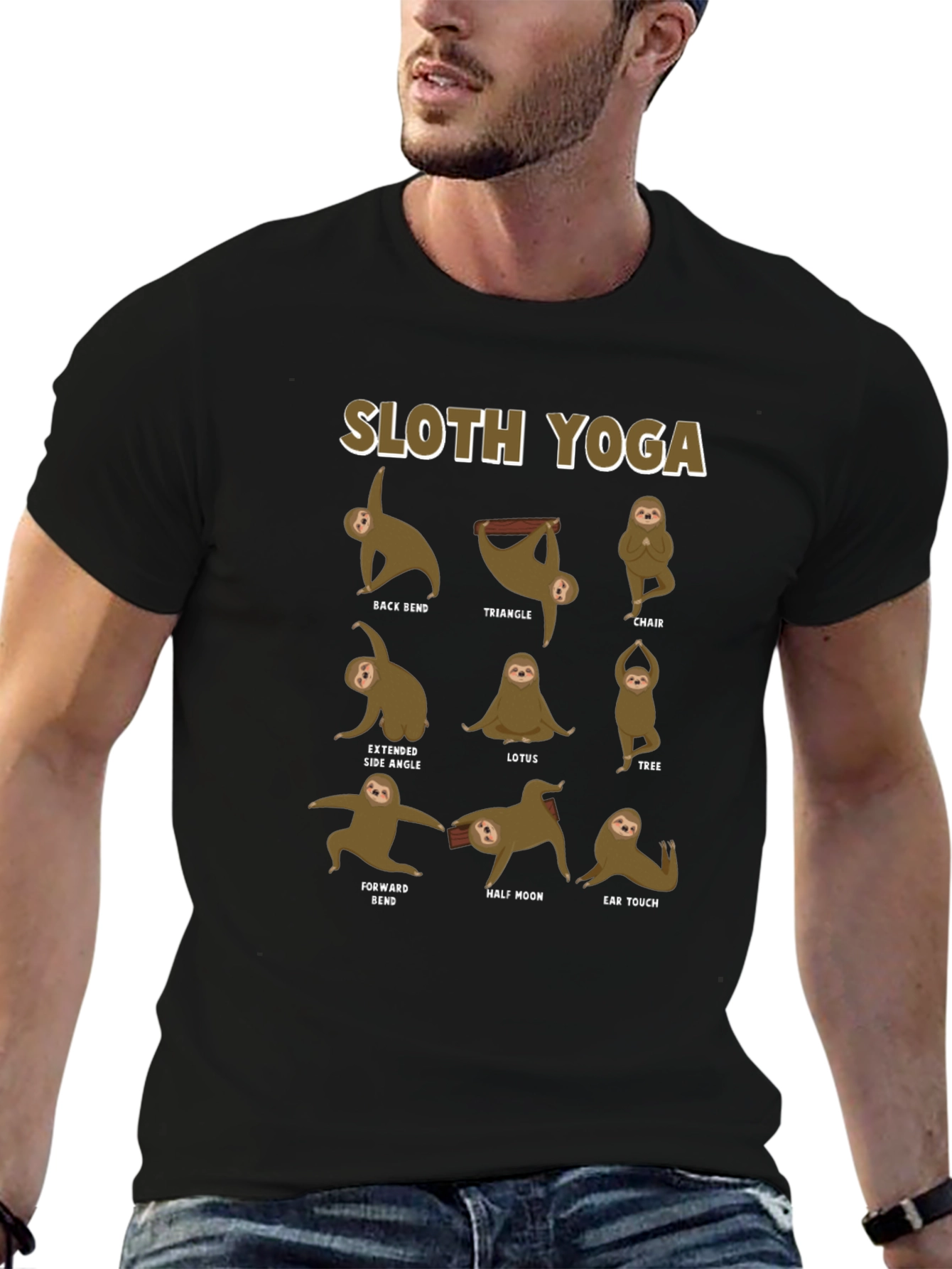 Sloth Yoga Poses Graphic T-Shirt - Relaxed Fit