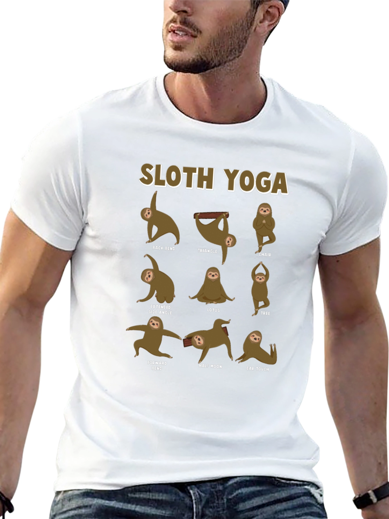 Sloth Yoga Poses Graphic T-Shirt - Relaxed Fit