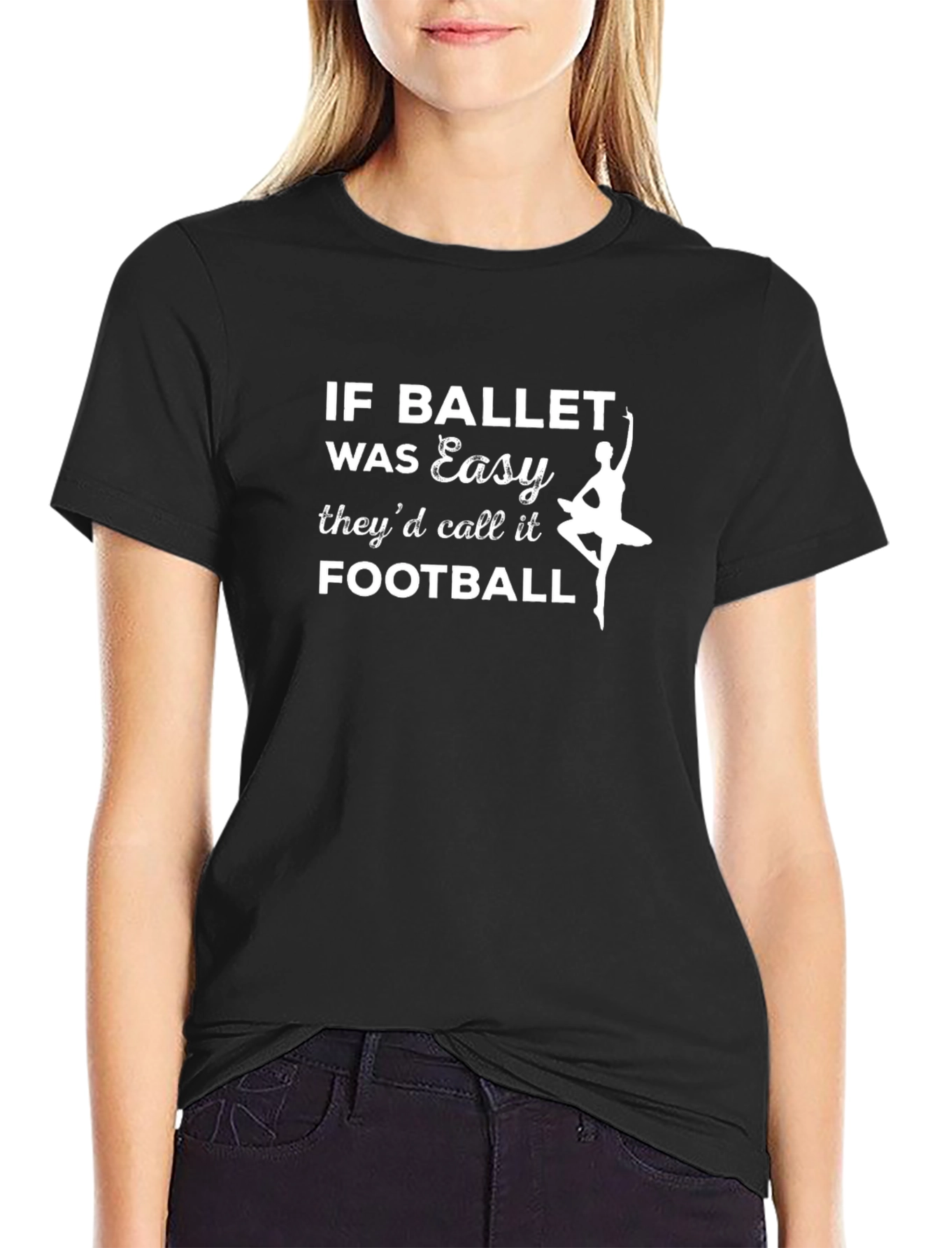 Ballet vs Football Graphic Tee - Black Cotton Shirt