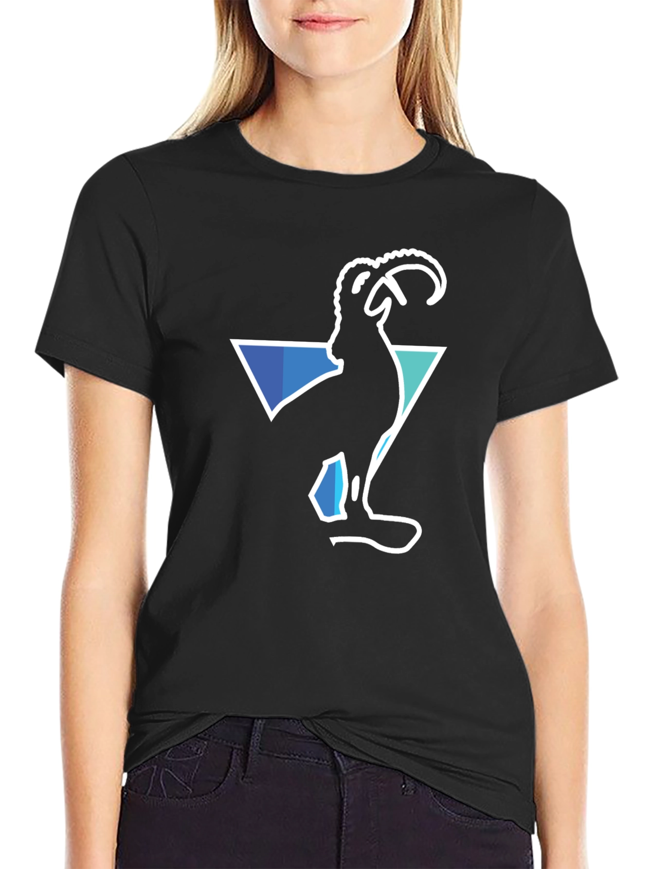 Ram Graphic Print Black T-Shirt