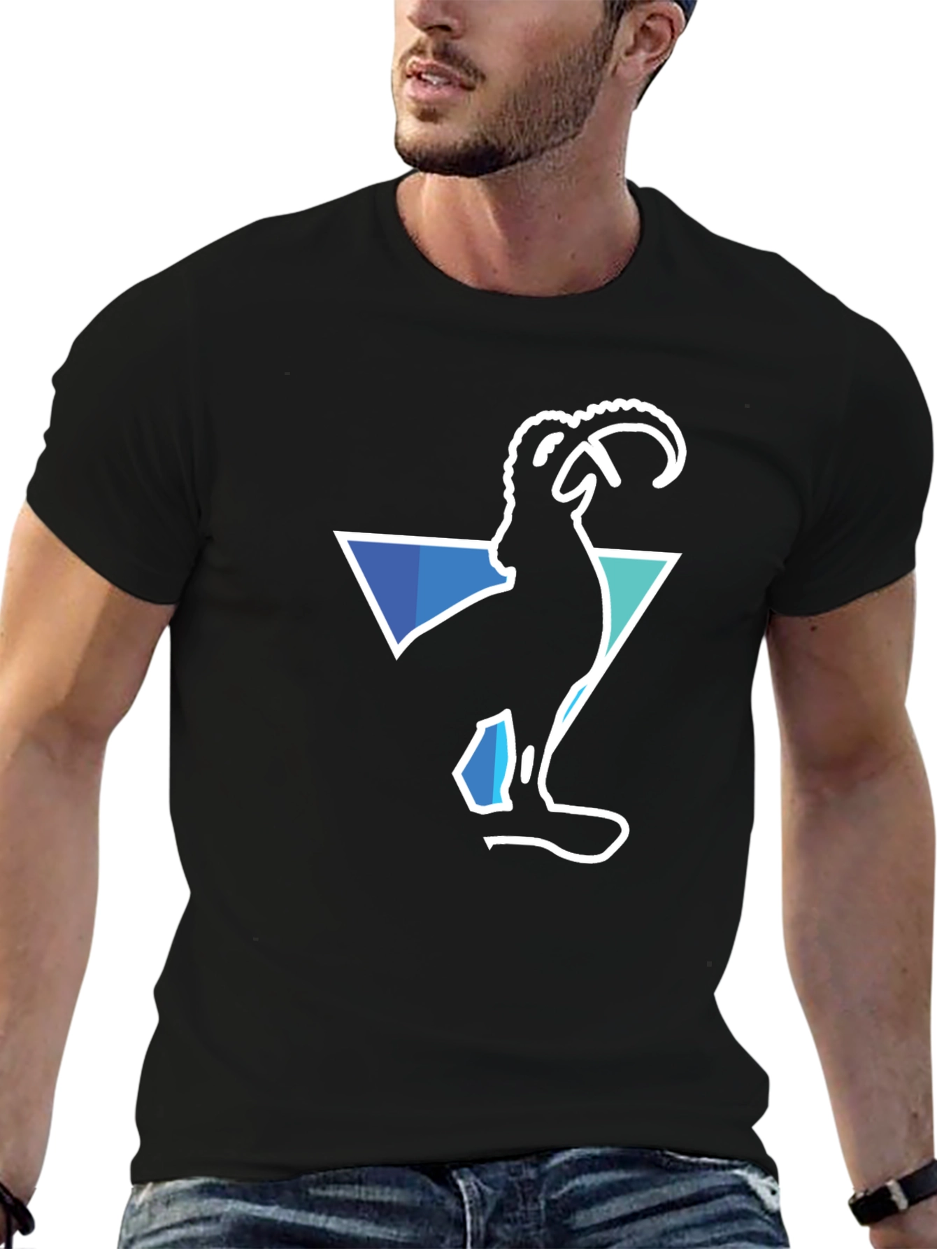 Ram Graphic Print Black T-Shirt