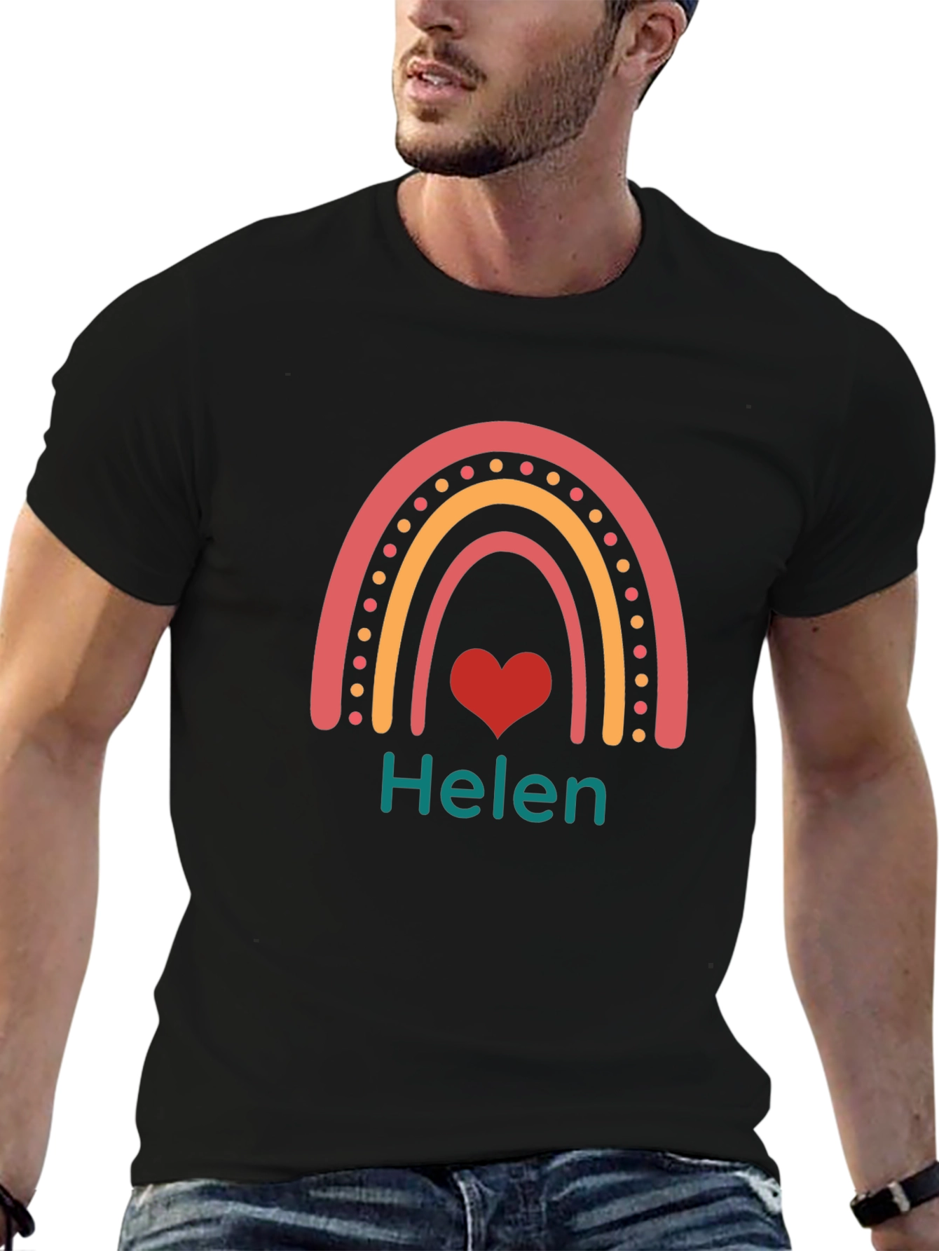 Personalized Helen Rainbow Heart T-Shirt