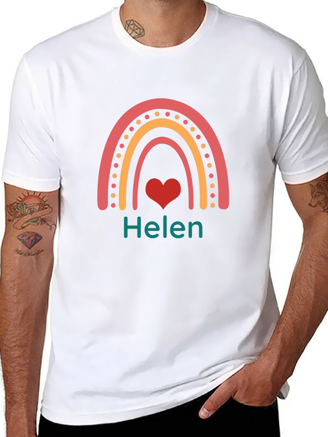 Personalized Helen Rainbow Heart T-Shirt
