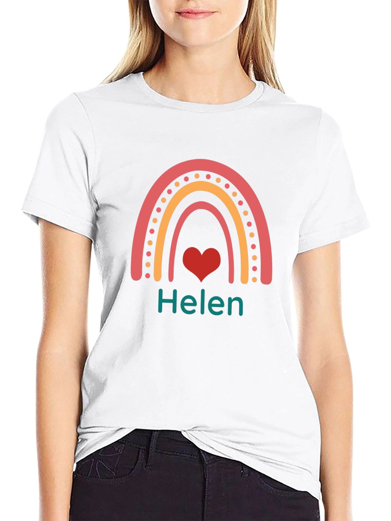 Personalized Helen Rainbow Heart T-Shirt