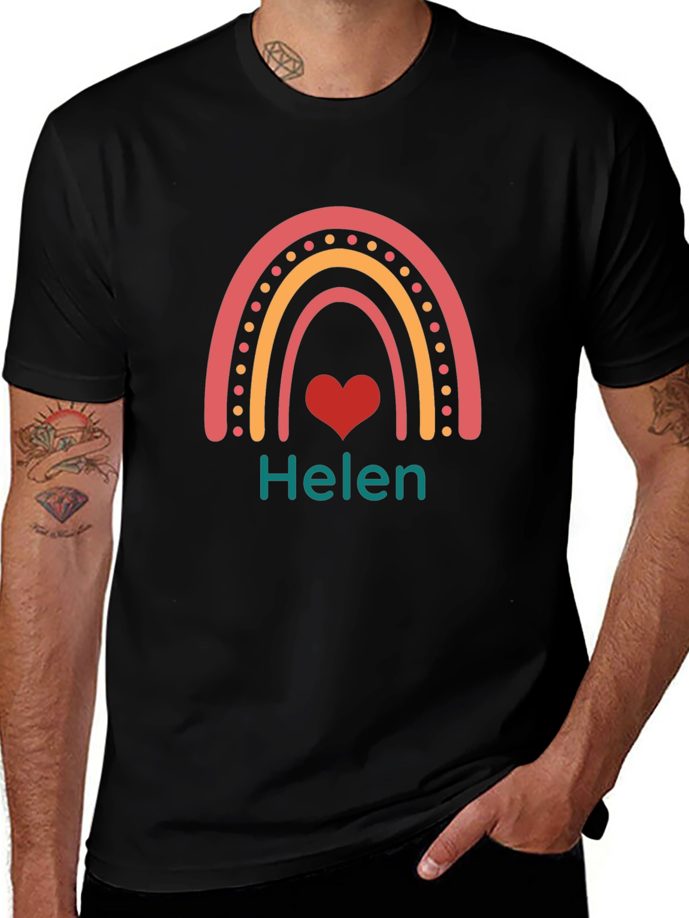 Personalized Helen Rainbow Heart T-Shirt