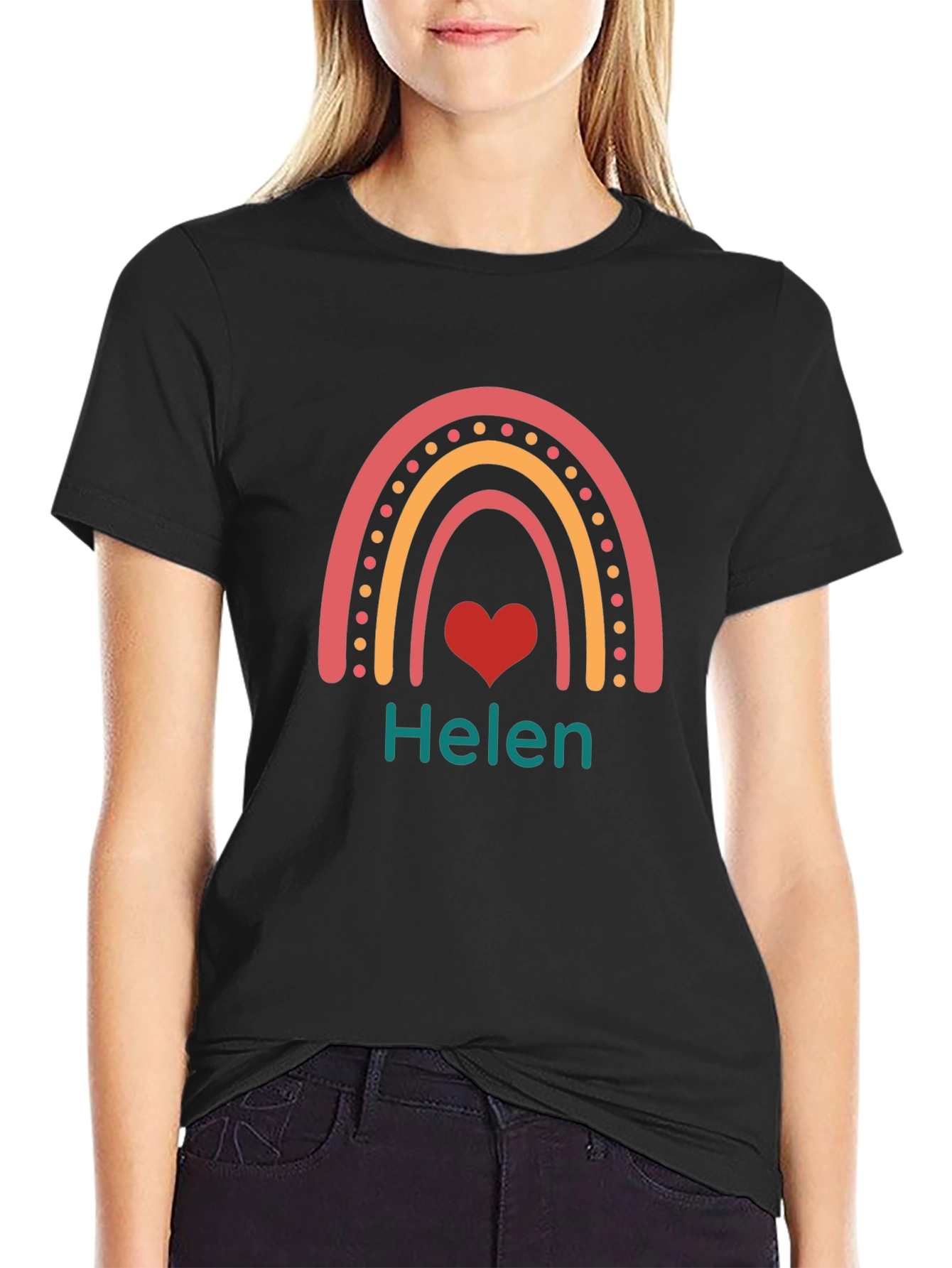 Personalized Helen Rainbow Heart T-Shirt