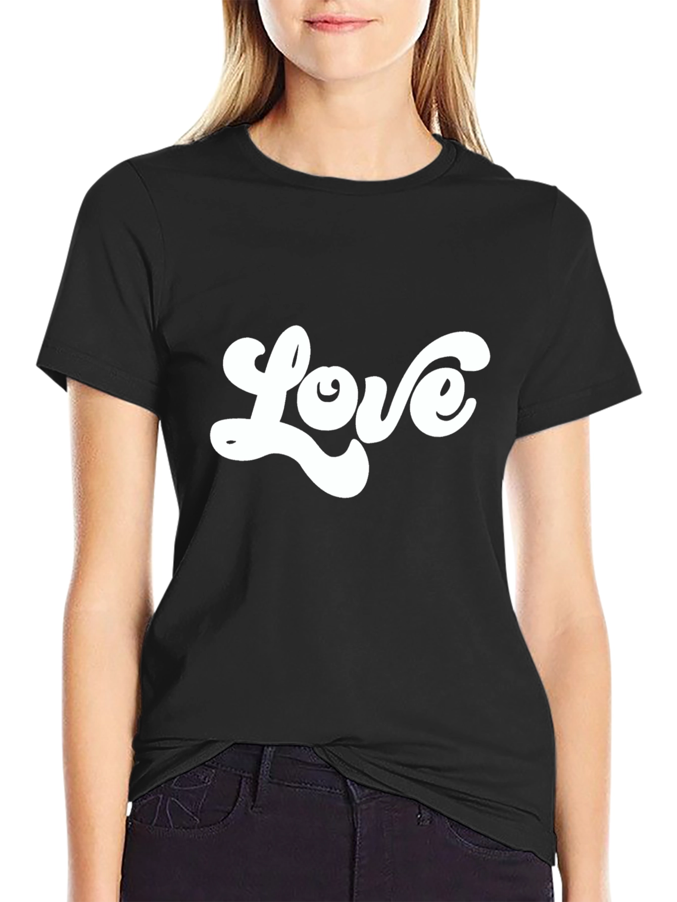 Retro Love Graphic Black T-Shirt