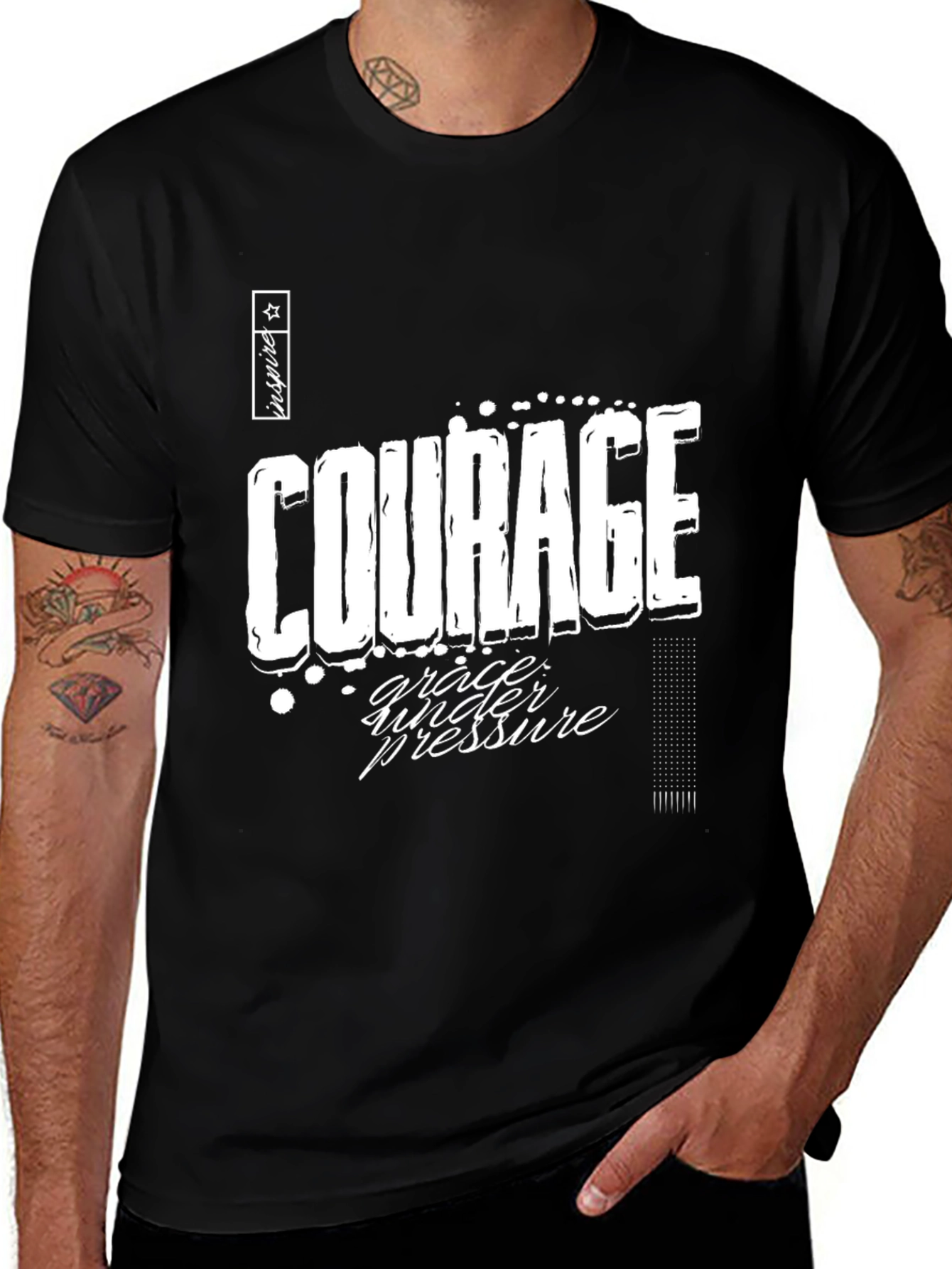 Courage & Grace Graphic Tee - Black Casual T-Shirt
