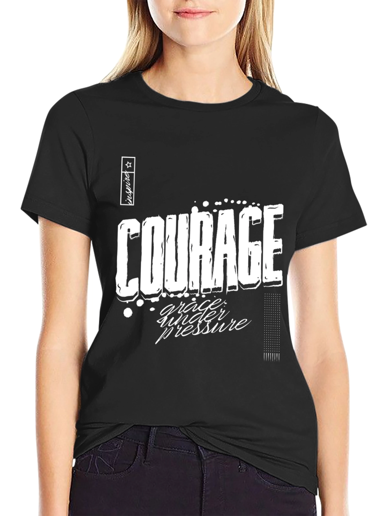 Courage & Grace Graphic Tee - Black Casual T-Shirt