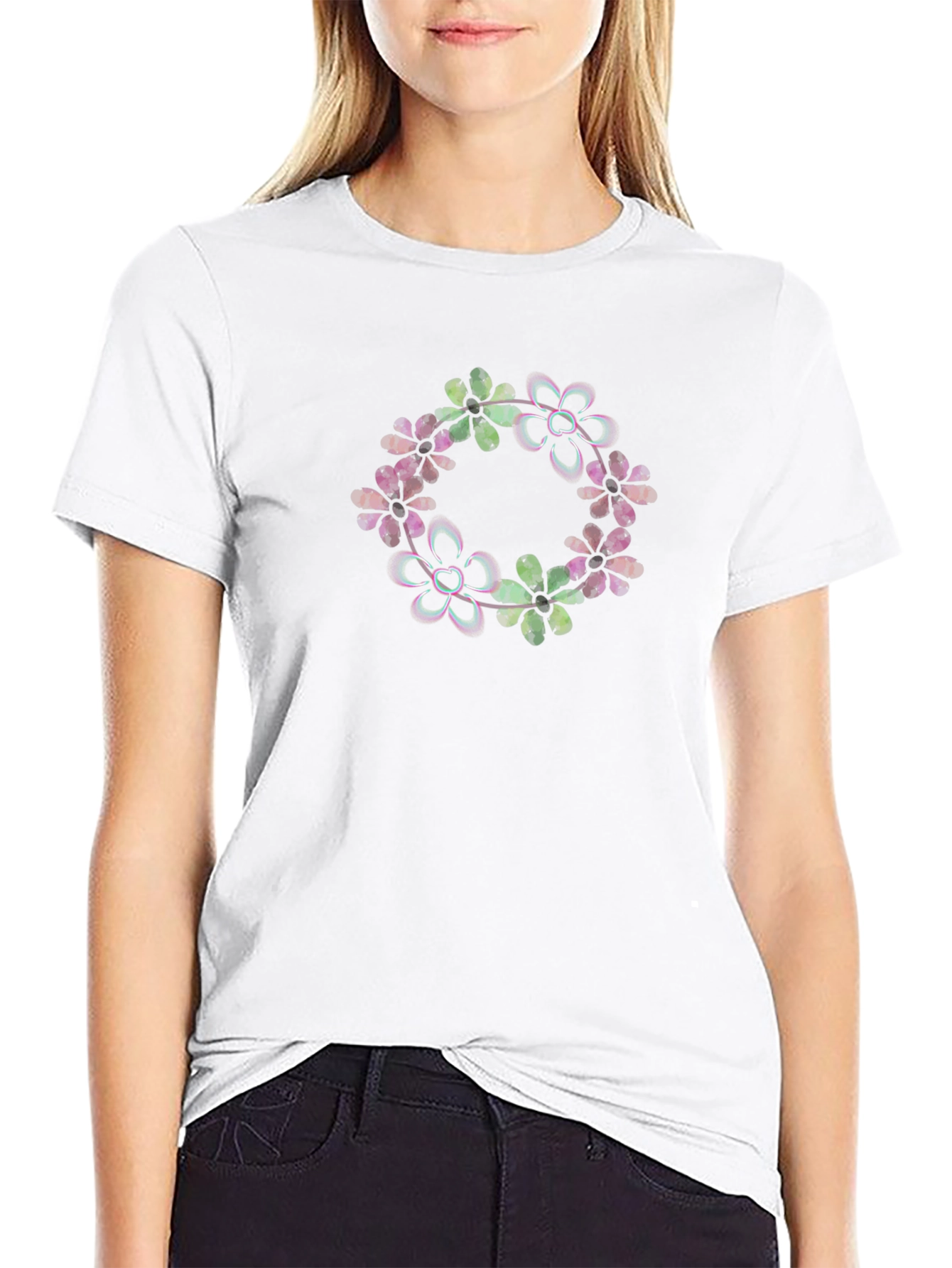 Floral Wreath Graphic Tee - Stylish Comfort