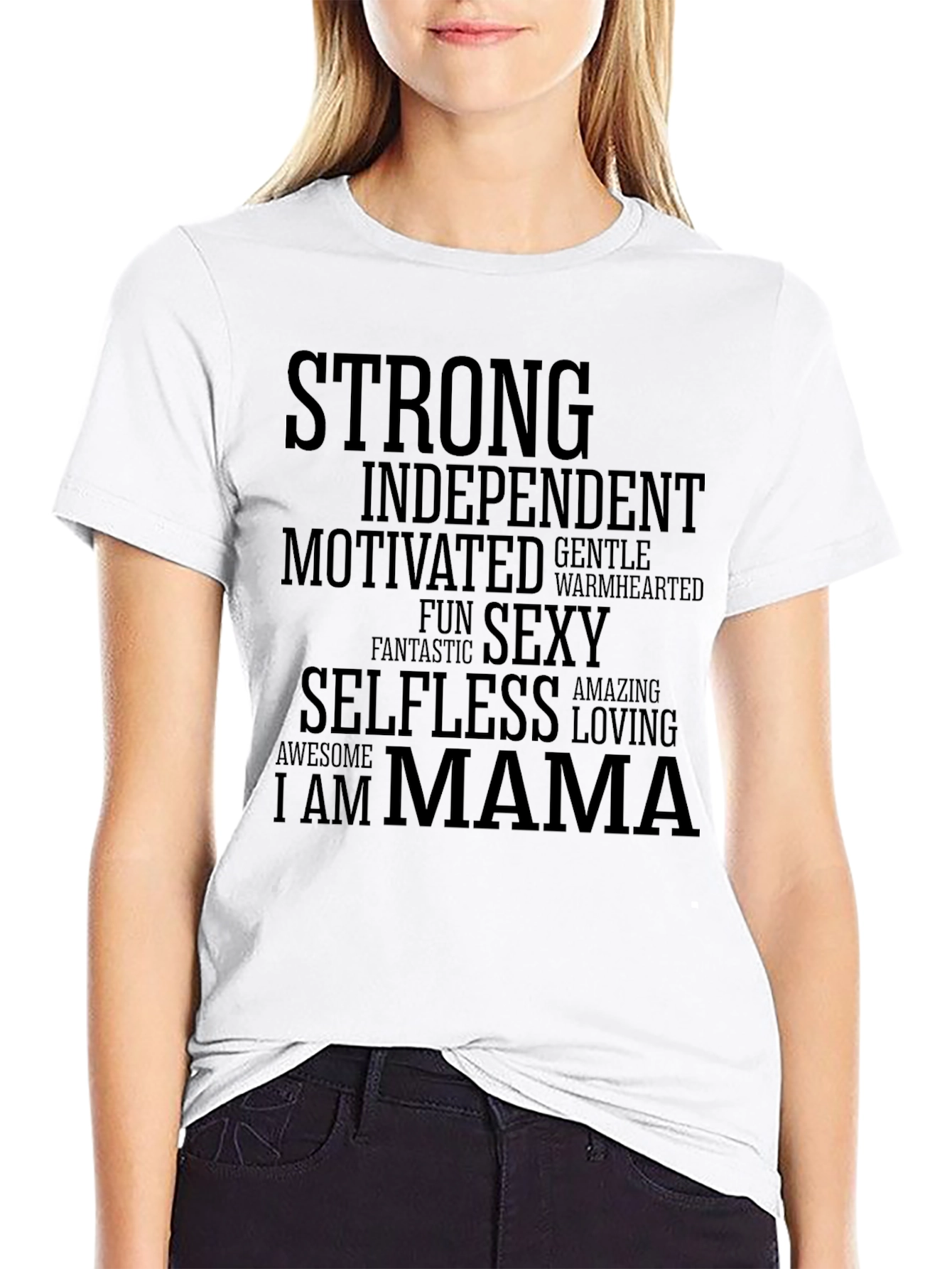 Strong Mama Graphic Tee - Black Cotton T-Shirt