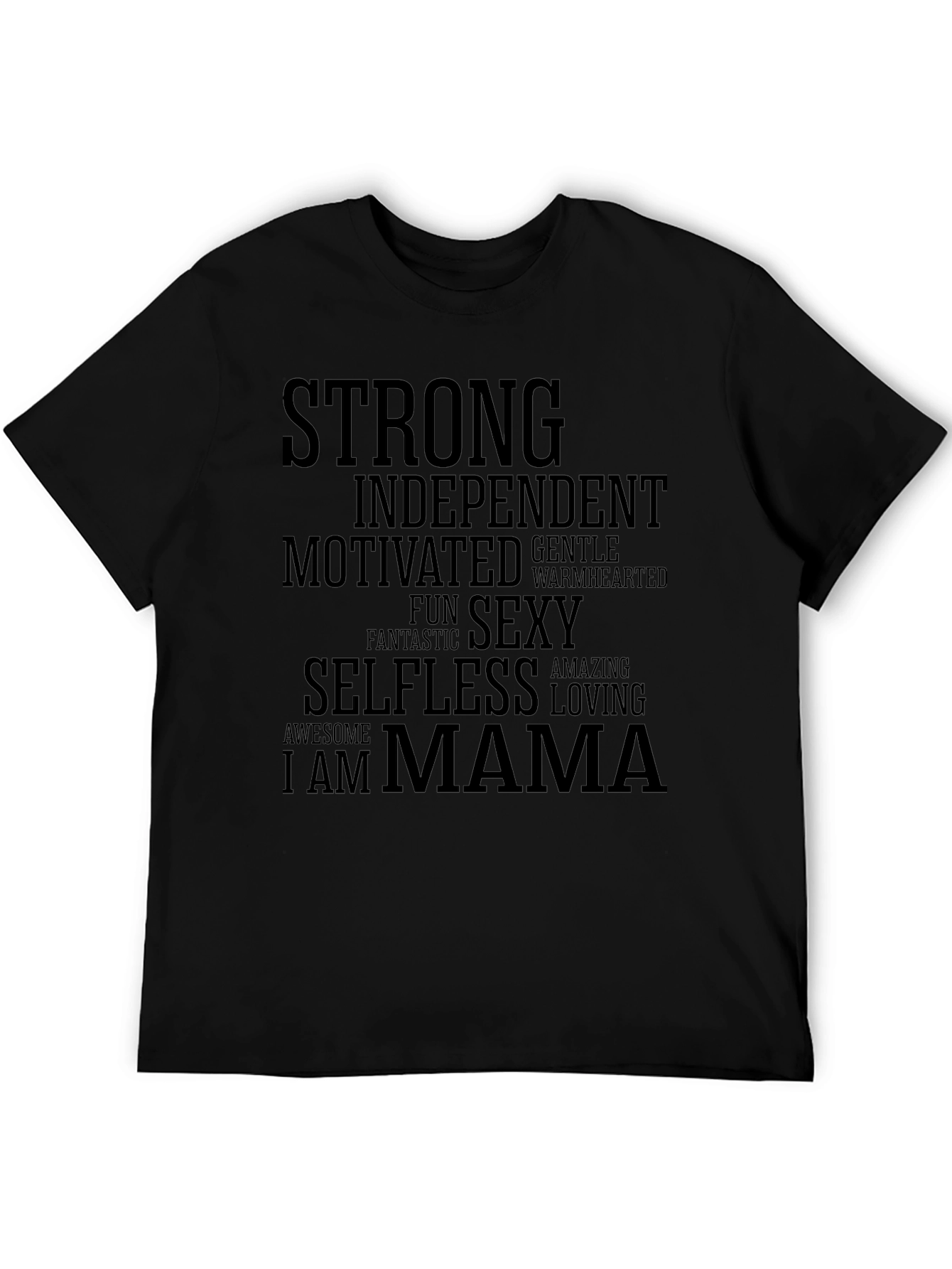 Strong Mama Graphic Tee - Black Cotton T-Shirt
