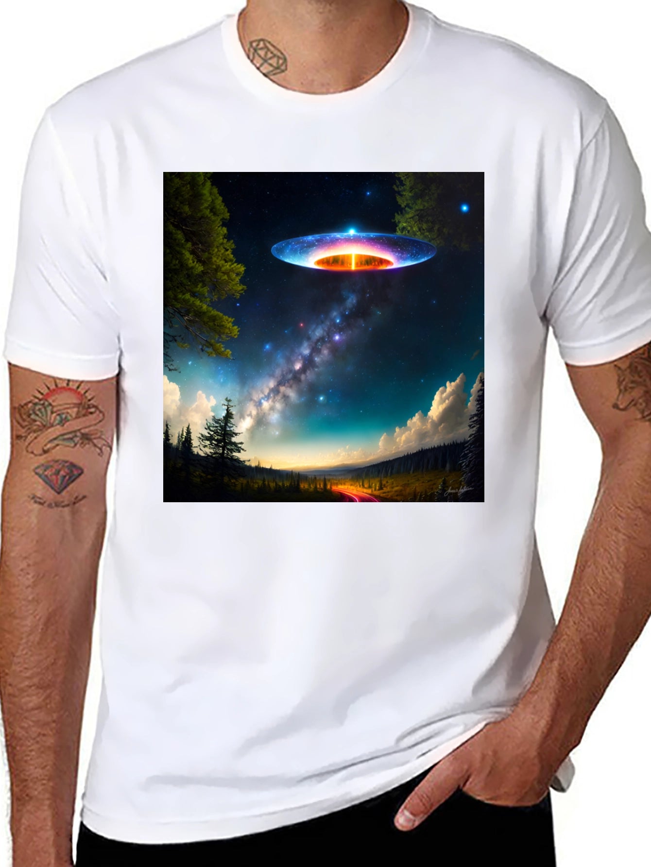UFO Landscape T-Shirt - Galaxy Alien Graphic Tee
