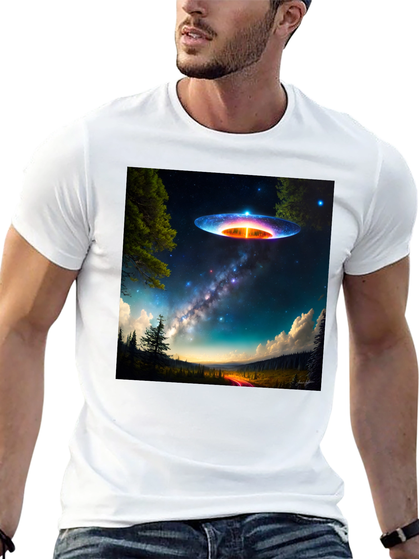 UFO Landscape T-Shirt - Galaxy Alien Graphic Tee