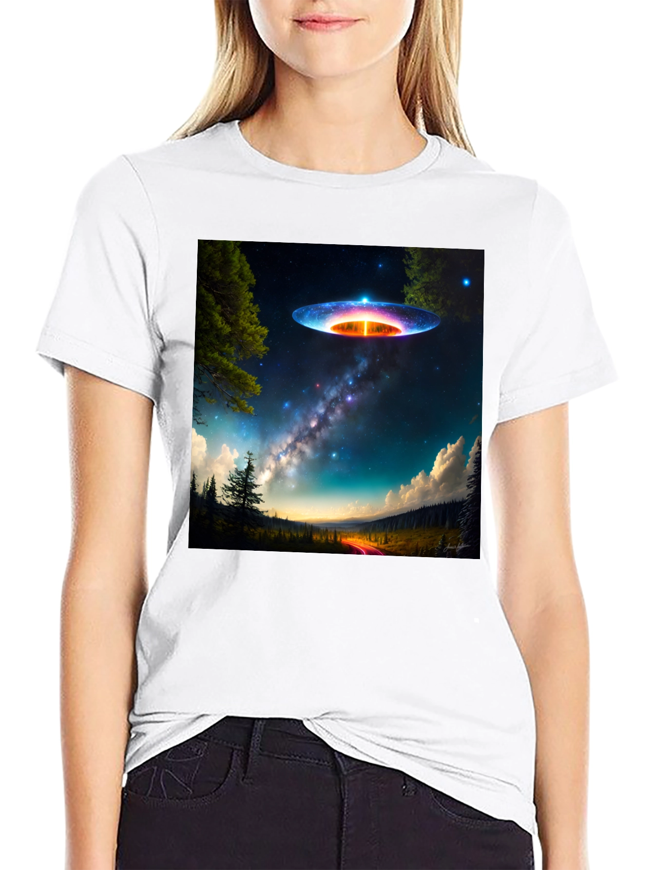 UFO Landscape T-Shirt - Galaxy Alien Graphic Tee