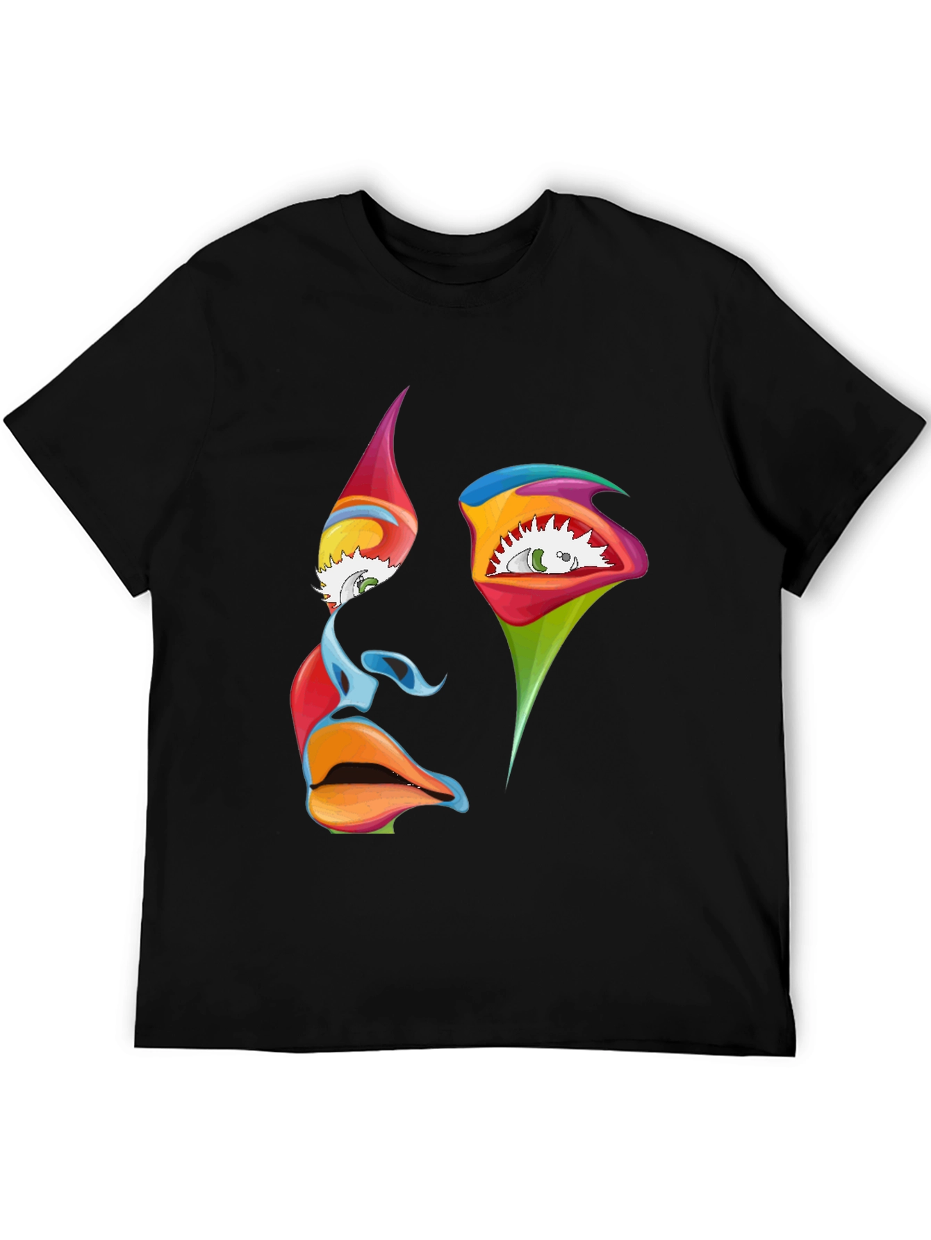Abstract Face Graphic Black T-Shirt
