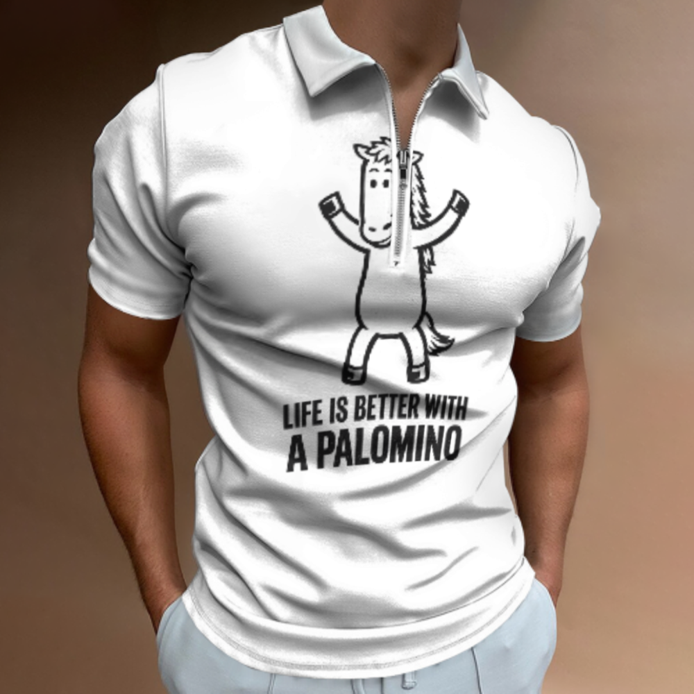 Life Is Better With a Palomino Graphic Polo Shirt – Cute Horse Lover Quarter Zip Casual Tee(z769)