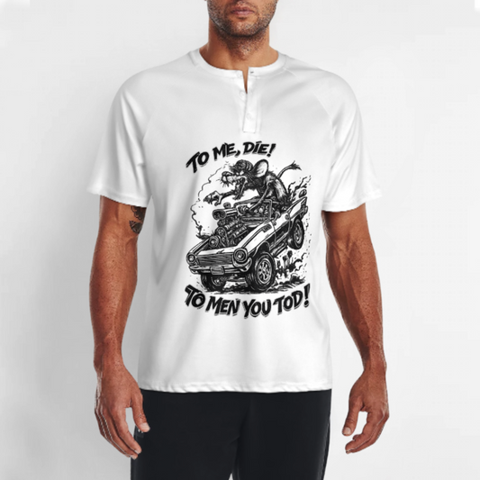Vintage Rat Rod Muscle Car Graphic Tee, Retro Hot Rod Racing Shirt, Black And White Street Art Style T-Shirt, Classic Garage Culture Apparel(z744)