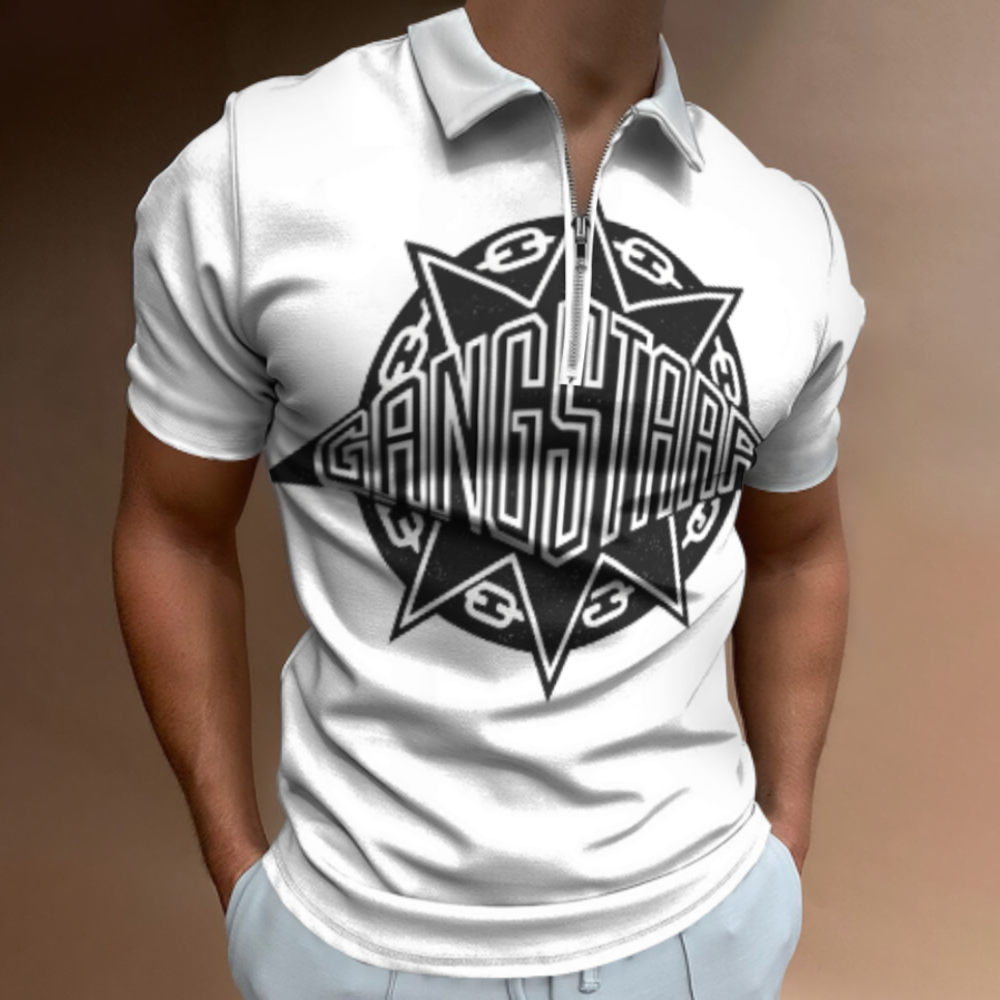 Gang Starr Inspired Graphic Polo Shirt for Men – Vintage Hip Hop Streetwear Quarter Zip Tee(z764)