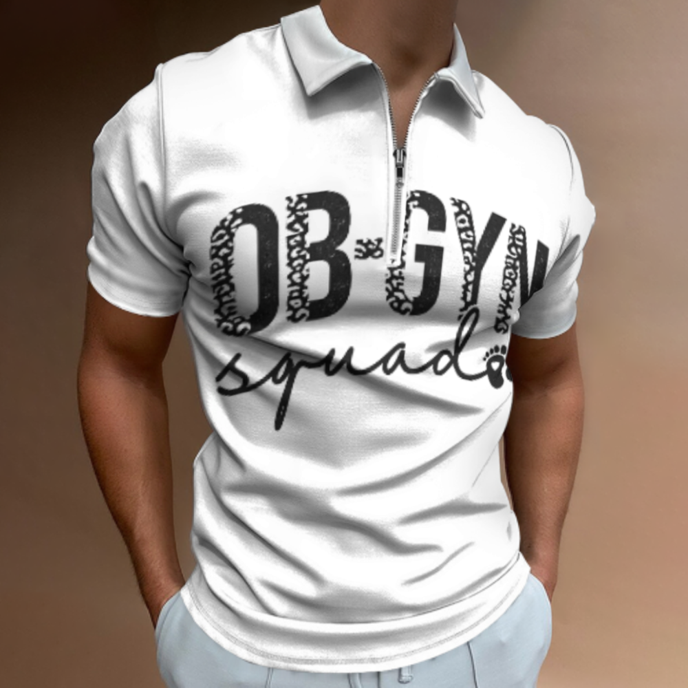 OB-GYN Squad Leopard Print Graphic Polo Shirt – Cute Medical Team Quarter Zip Casual Tee(z767)