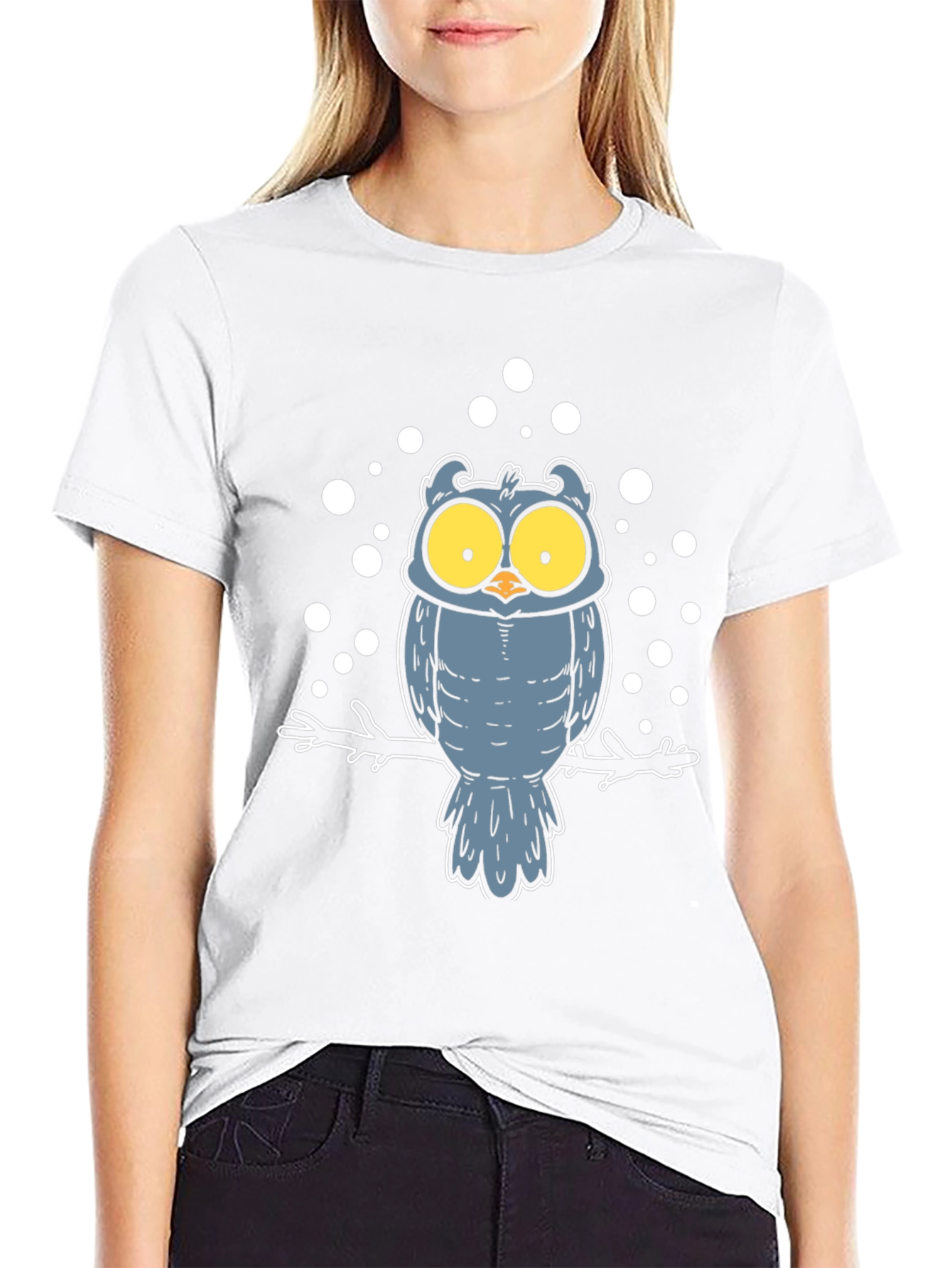 Owl Graphic Print Black T-Shirt