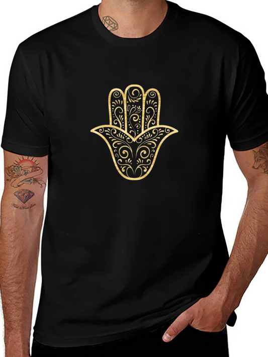 Hamsa Hand Graphic Tee - Stylish Black T-Shirt