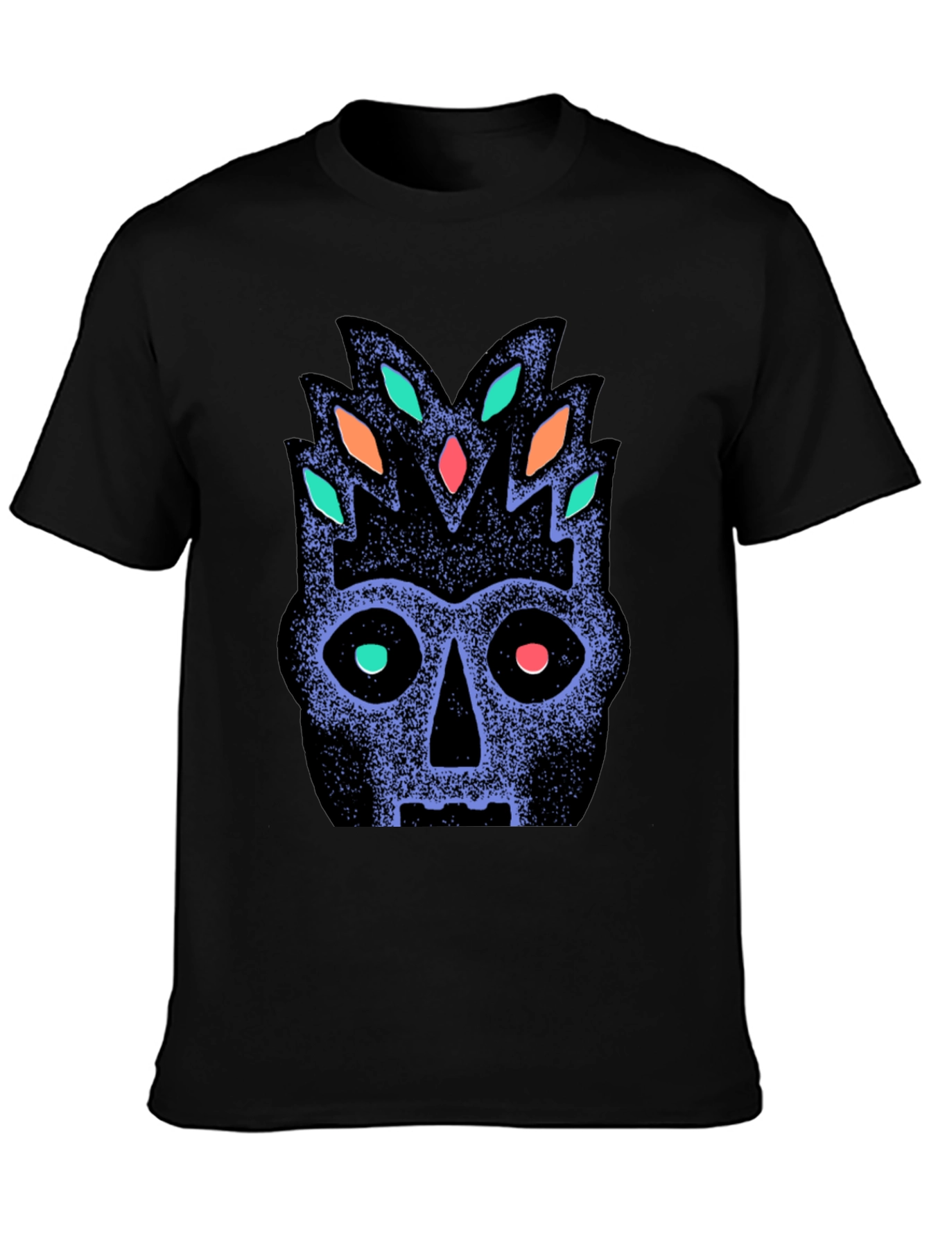 Tribal Mask Graphic Tee - Black Cotton Comfort