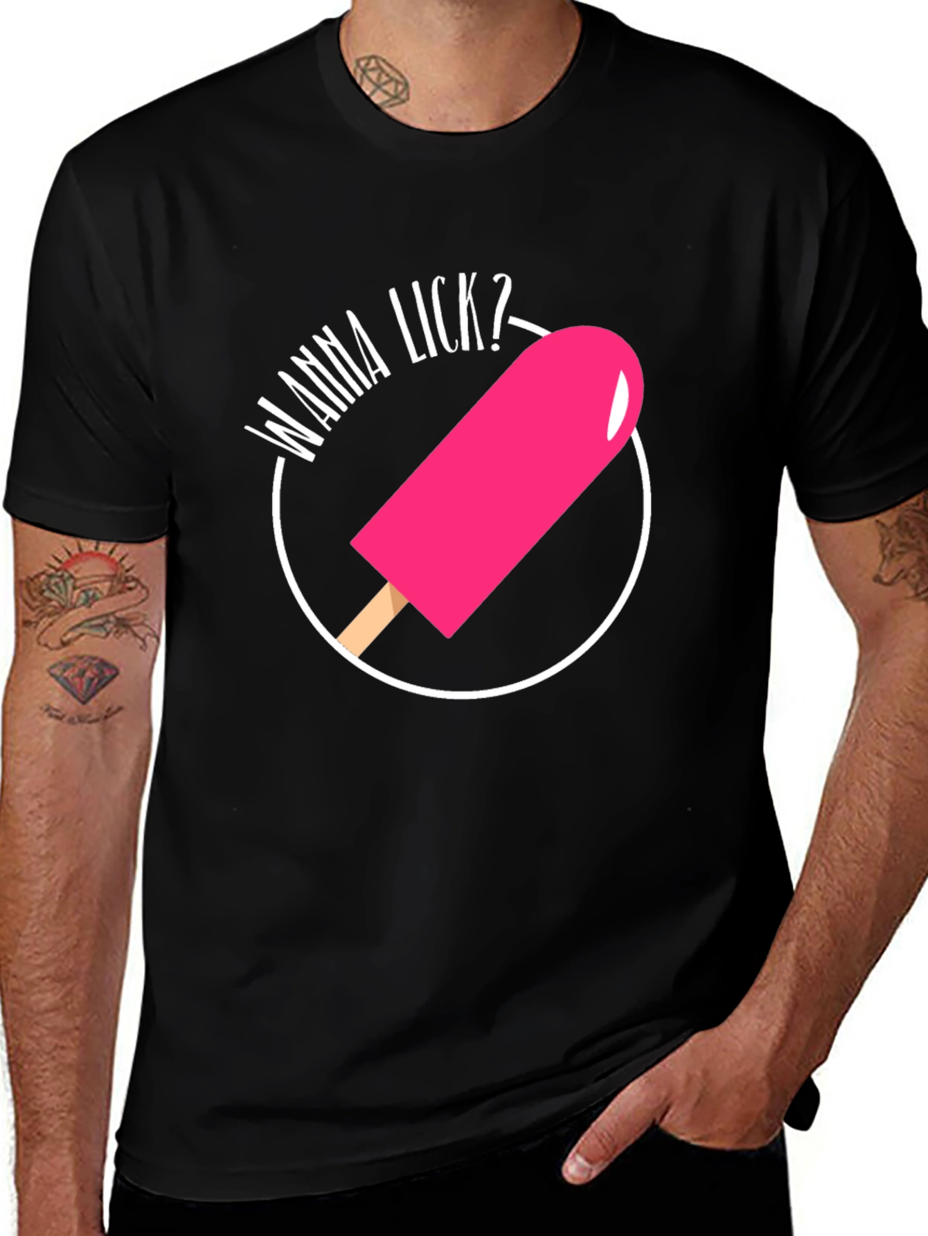 Wanna Lick? Novelty Graphic T-Shirt