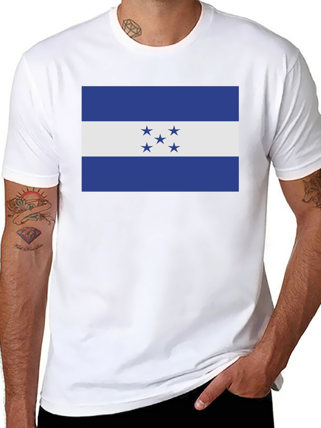 Honduras Flag T-Shirt - Black Cotton Tee