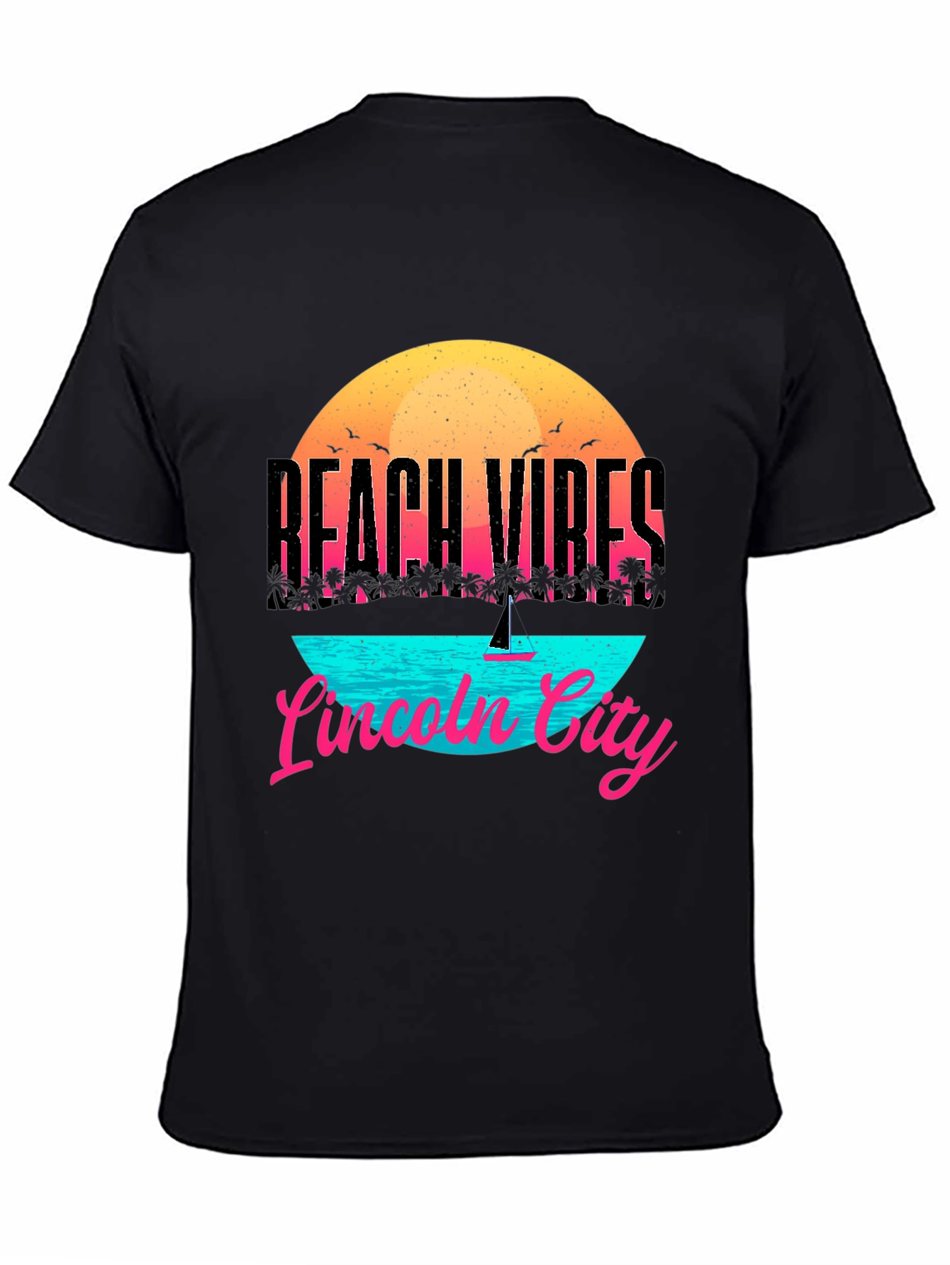 Beach Vibes Lincoln City T-Shirt - Black