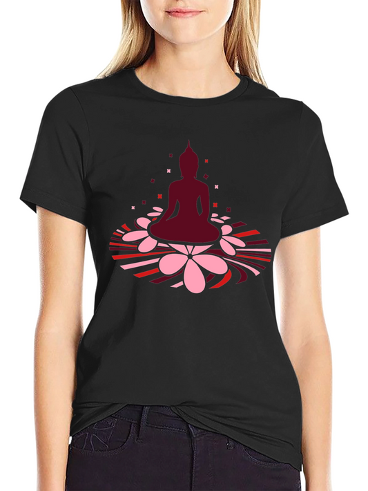 Buddha Lotus Graphic Tee - Black Cotton T-Shirt