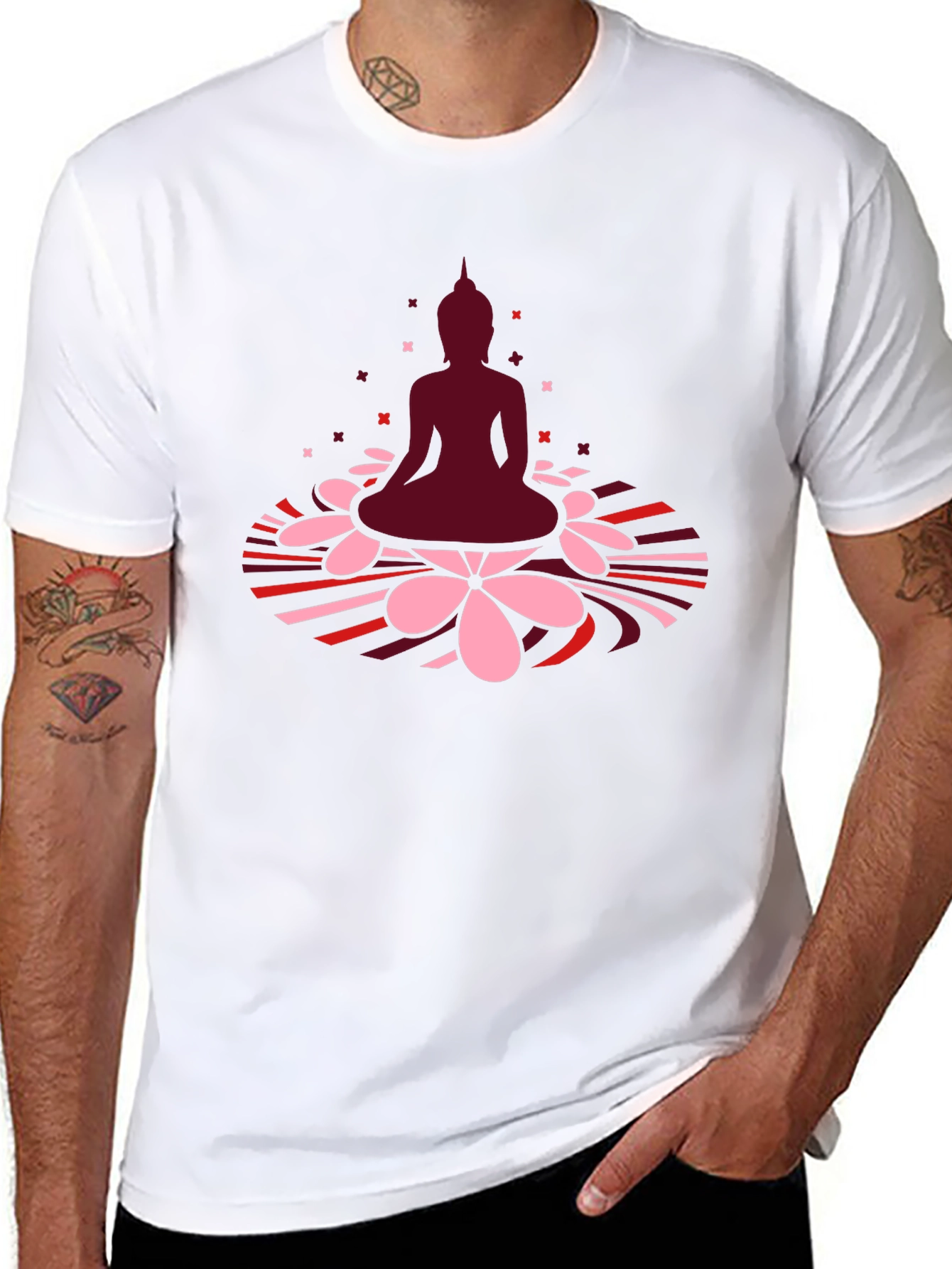Buddha Lotus Graphic Tee - Black Cotton T-Shirt