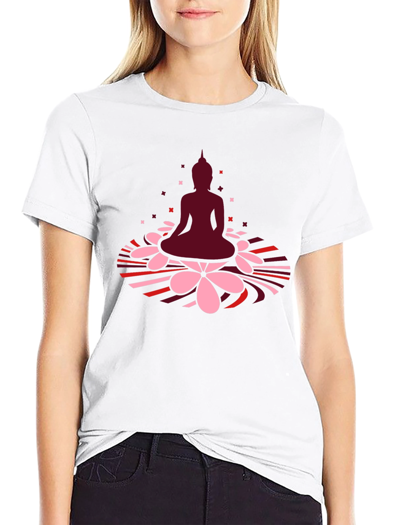 Buddha Lotus Graphic Tee - Black Cotton T-Shirt