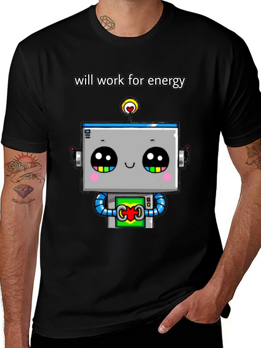 Cute Robot Energy T-Shirt - Will Work For Energy!