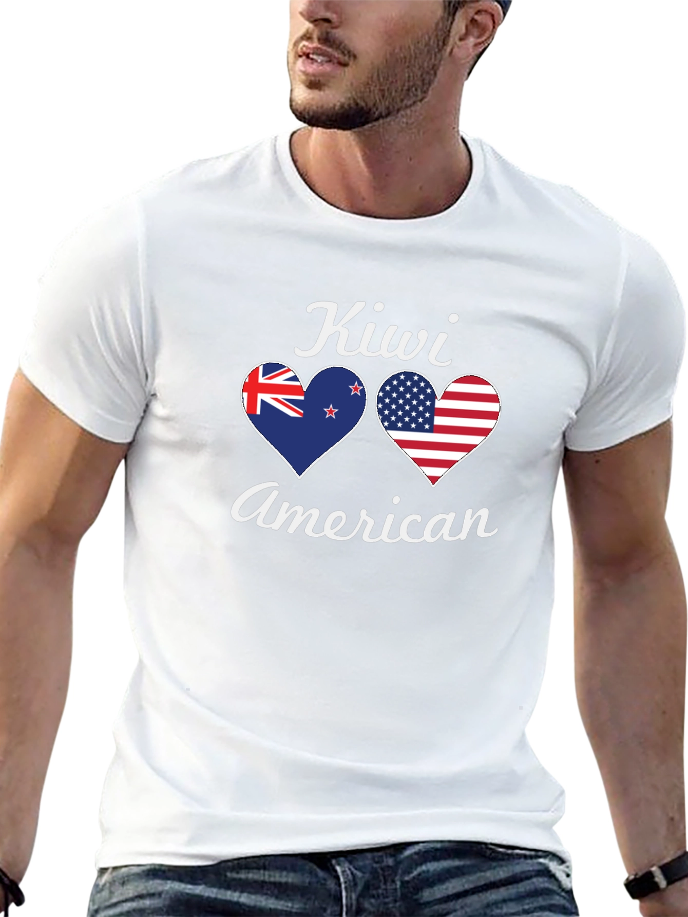 Kiwi American Flag Heart T-Shirt - Patriotic Pride
