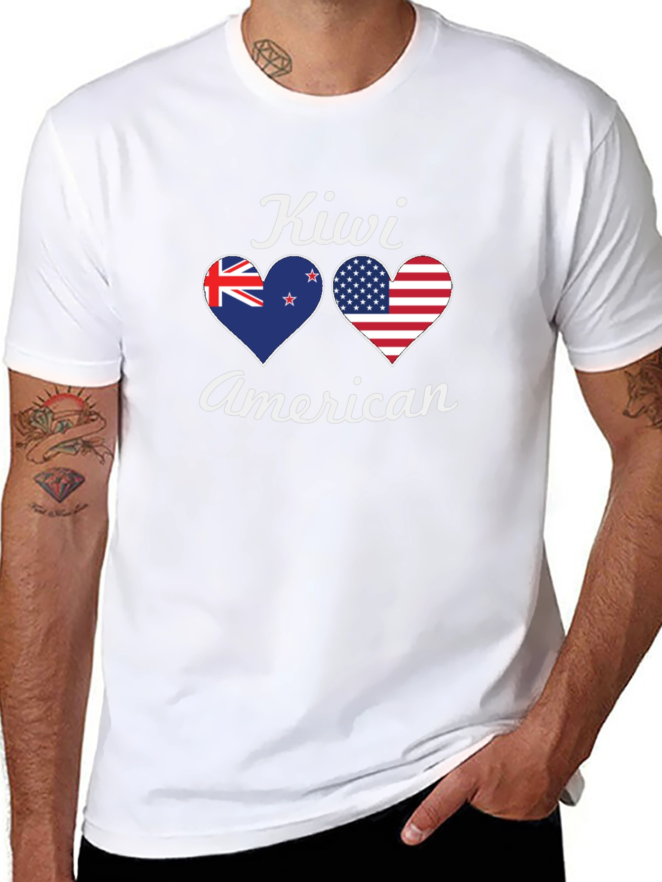 Kiwi American Flag Heart T-Shirt - Patriotic Pride