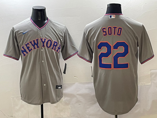 Men's New York Mets Juan Soto #22 Gray Replica Player Jerseys