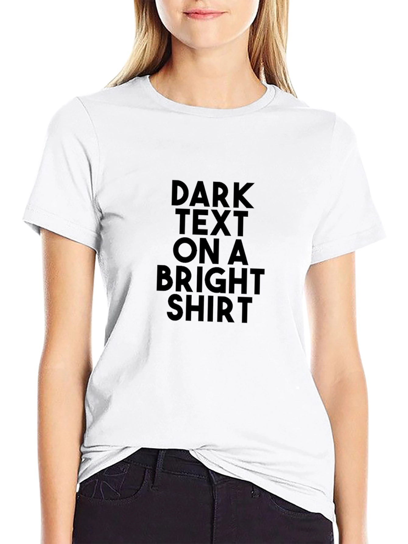 Bold Statement Tee: Dark Text on Bright Shirt
