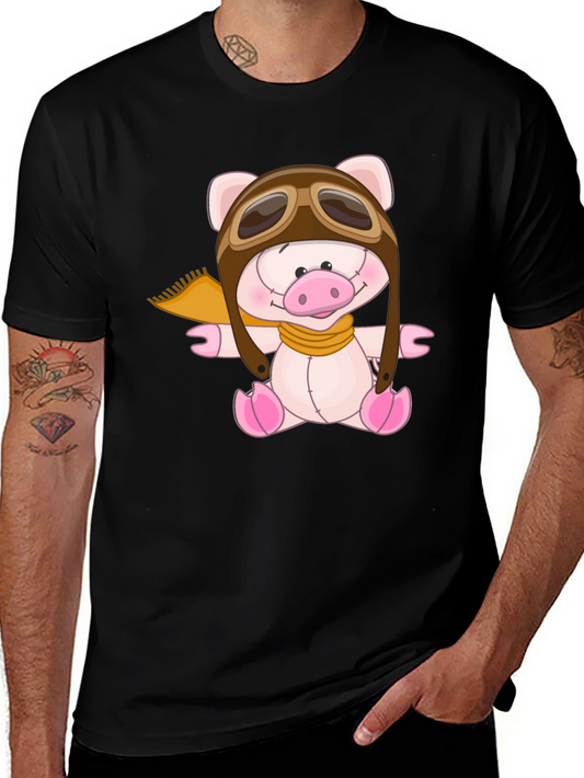 Pilot Pig Black T-Shirt